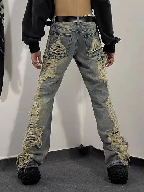 VIBE Retro distressed ripped micro-flare jeans Size US 32 / EU 48 - 8 Thumbnail