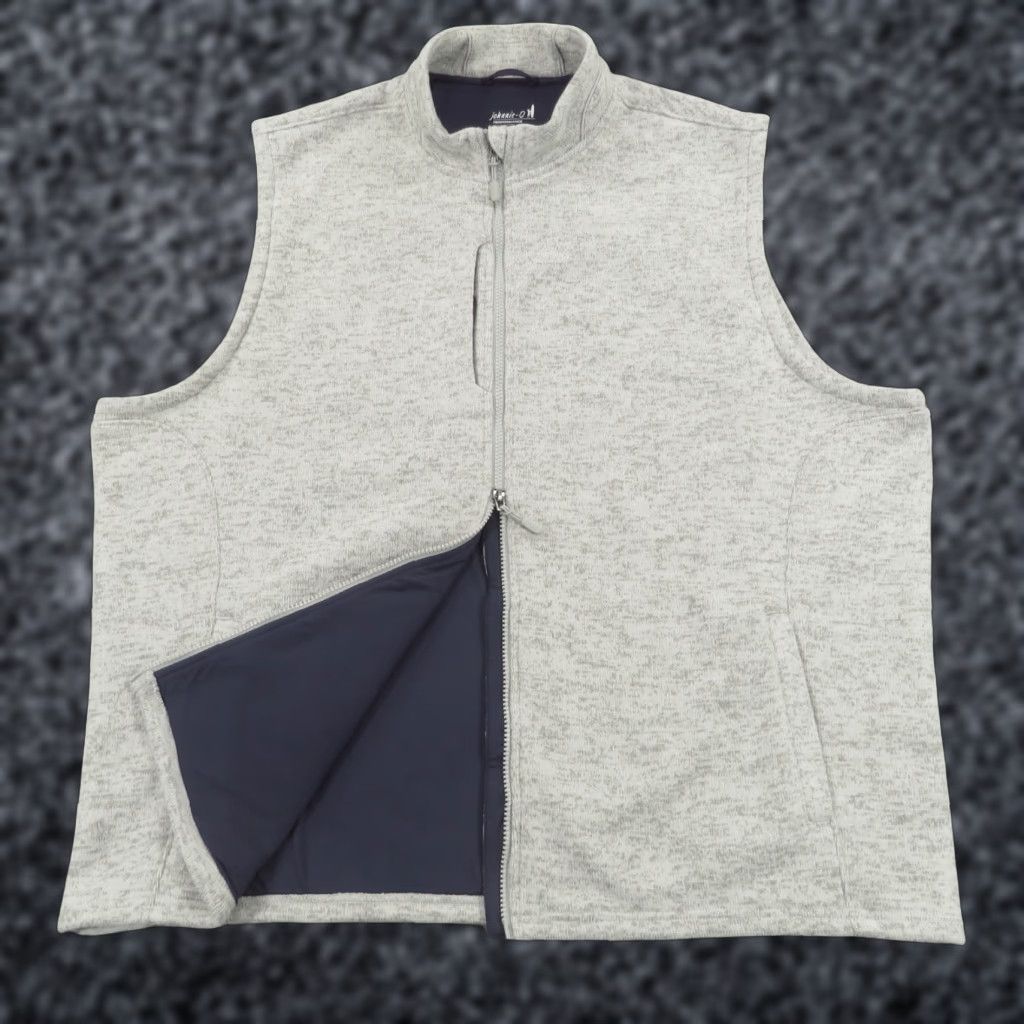 johnnie-O Johnnie-O Vest Mens 2XL Heather Grey Prep-formance 2 Way Zip Fleece Lined Knit Windbreaker Pockets Logo Embroidered Zip Front Stand-Up Collar Size US XXL / EU 58 / 5 - 1 Thumbnail