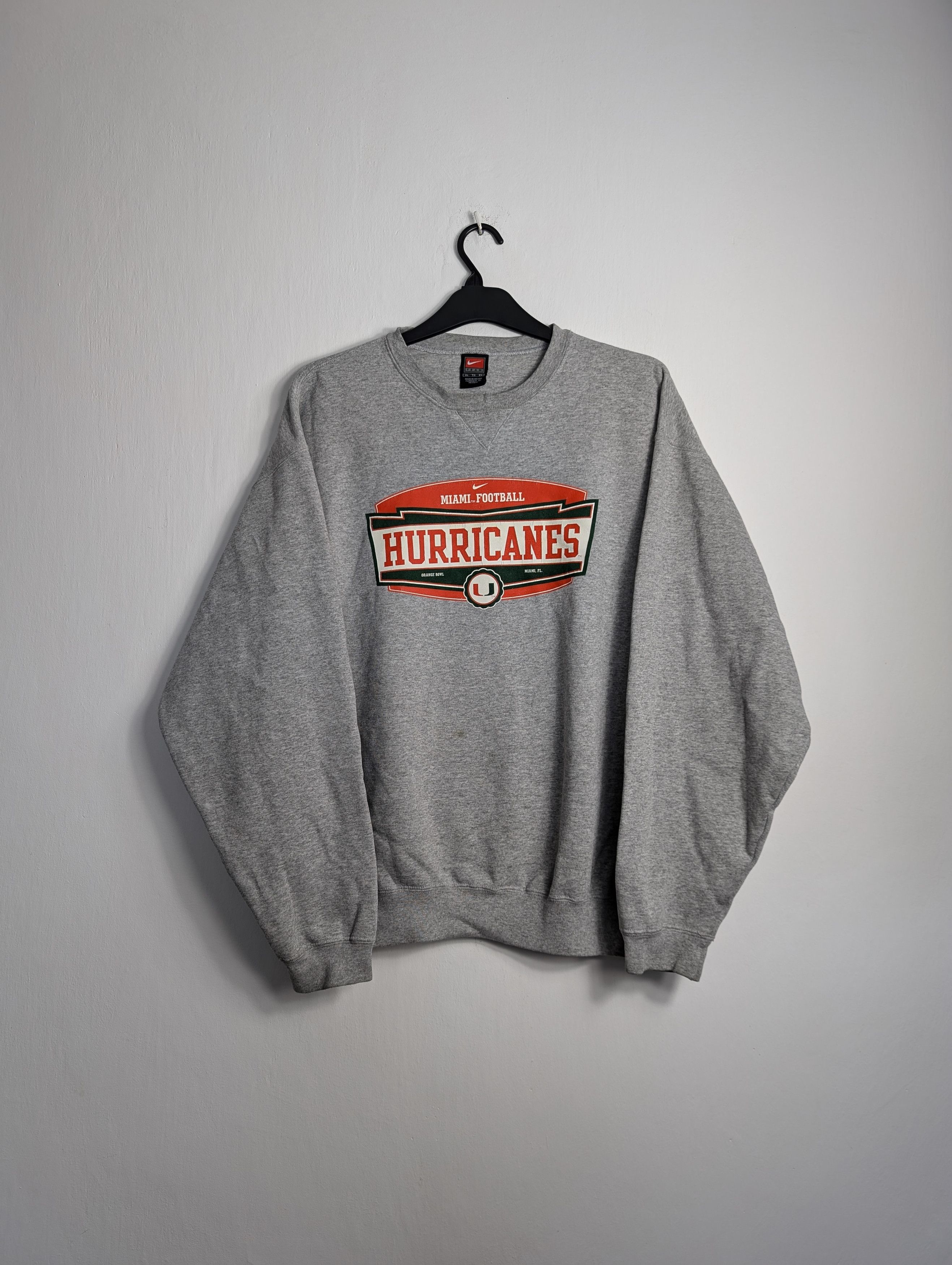 Nike Vintage Nike Miami Hurricanes Sweatshirt Boxy Grey Y2K XL Size US XL / EU 56 / 4 - 1 Thumbnail