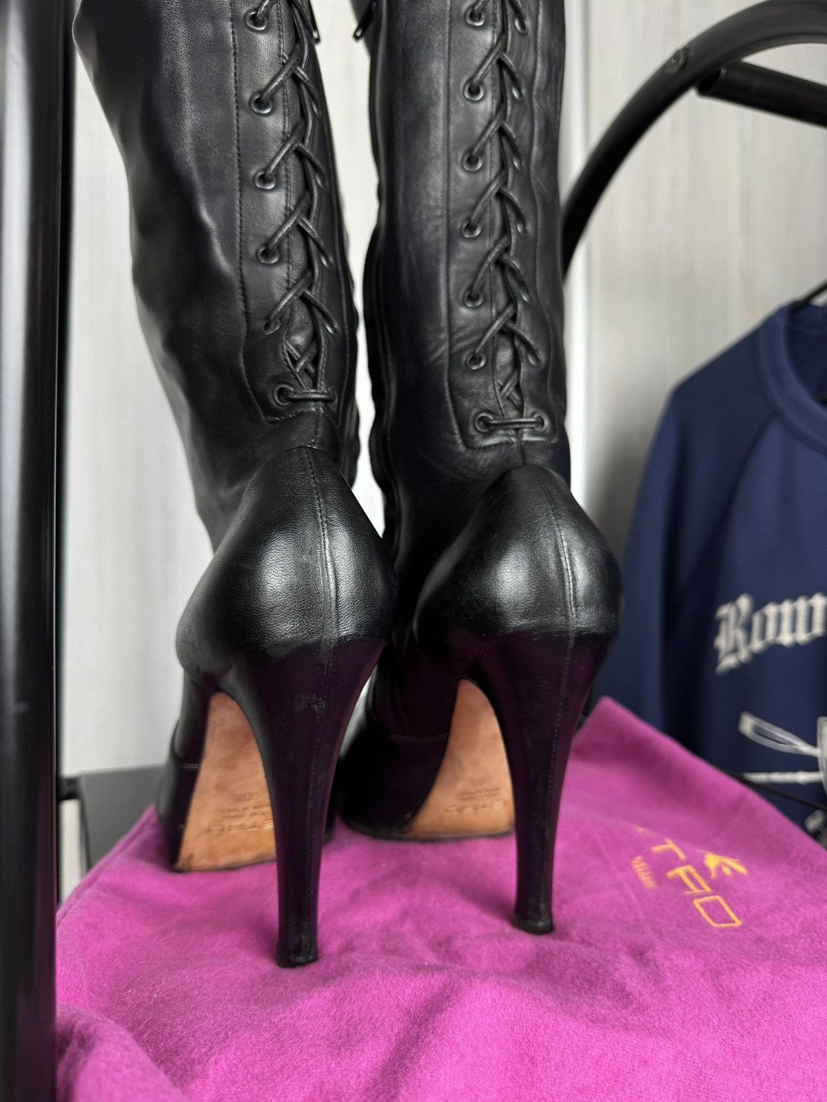 Etro ETRO black soft leather knee length heel boots Size US 9.5 / IT 39.5 - 14 Thumbnail