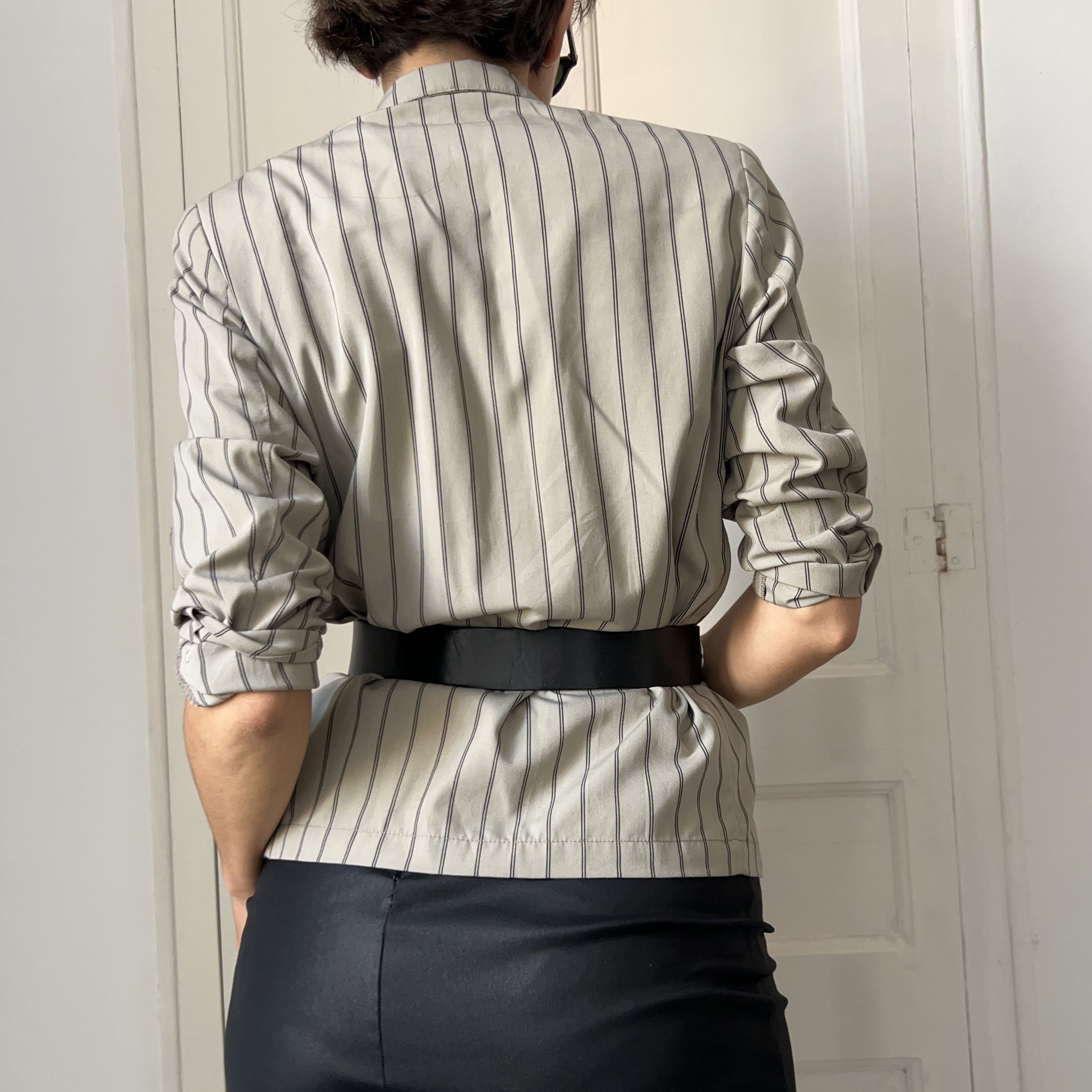 Vintage Vintage 90s Pinstripe Blazer Petite Fit Size XS / US 0-2 / IT 36-38 - 2 Thumbnail