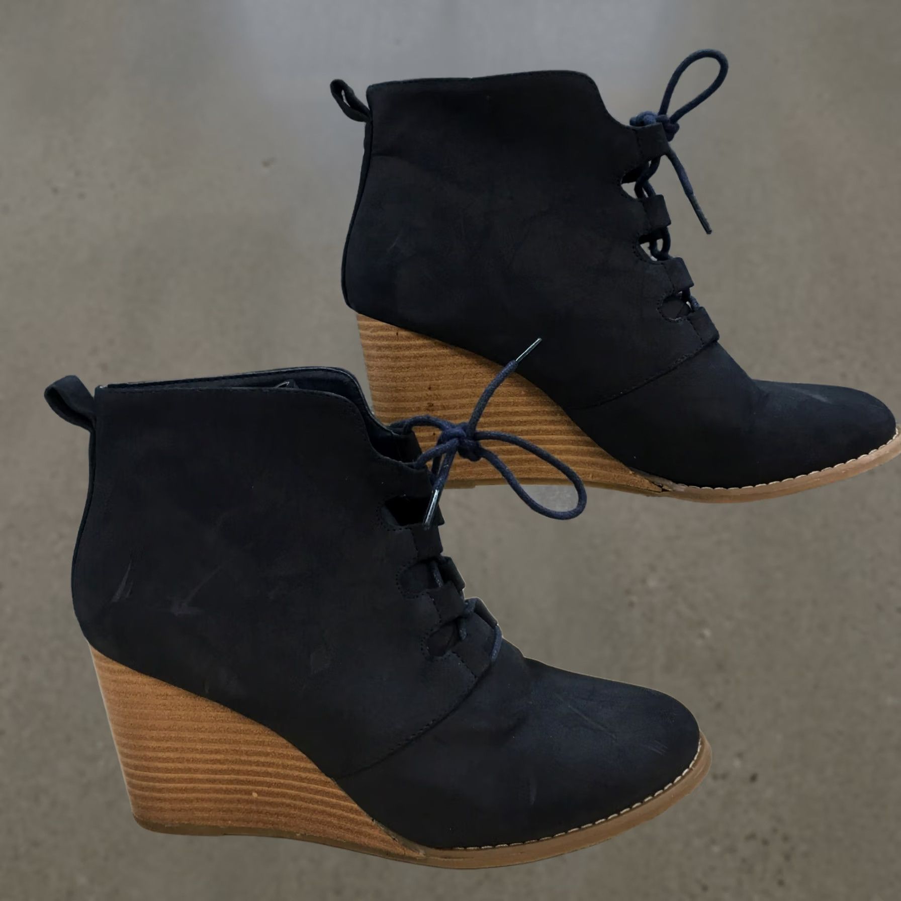 Nautica Nautica Boots Womens 8.5 Rhodes Ankle Booties Blue Faux Leather Wedge Lace Up Bootie Shoes Mens Womens Size US 9 / IT 39 - 1 Thumbnail