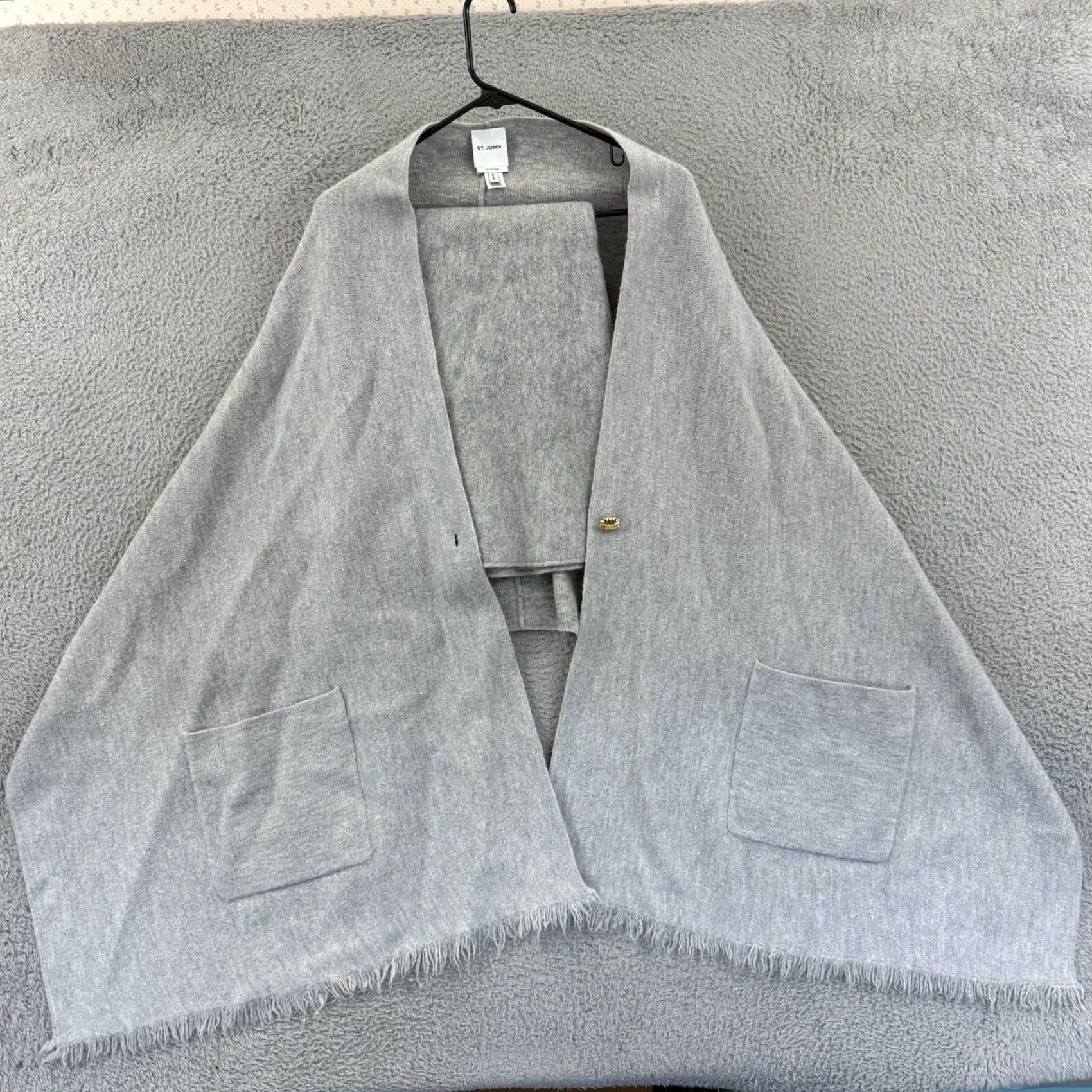 St. John VINTAGE ST. JOHN Collection Skirt Wrap Womens Small Gray 2 Piece Wool Mohair Shawl Knit Set Size 28" / US 6 / IT 42 - 2 Thumbnail