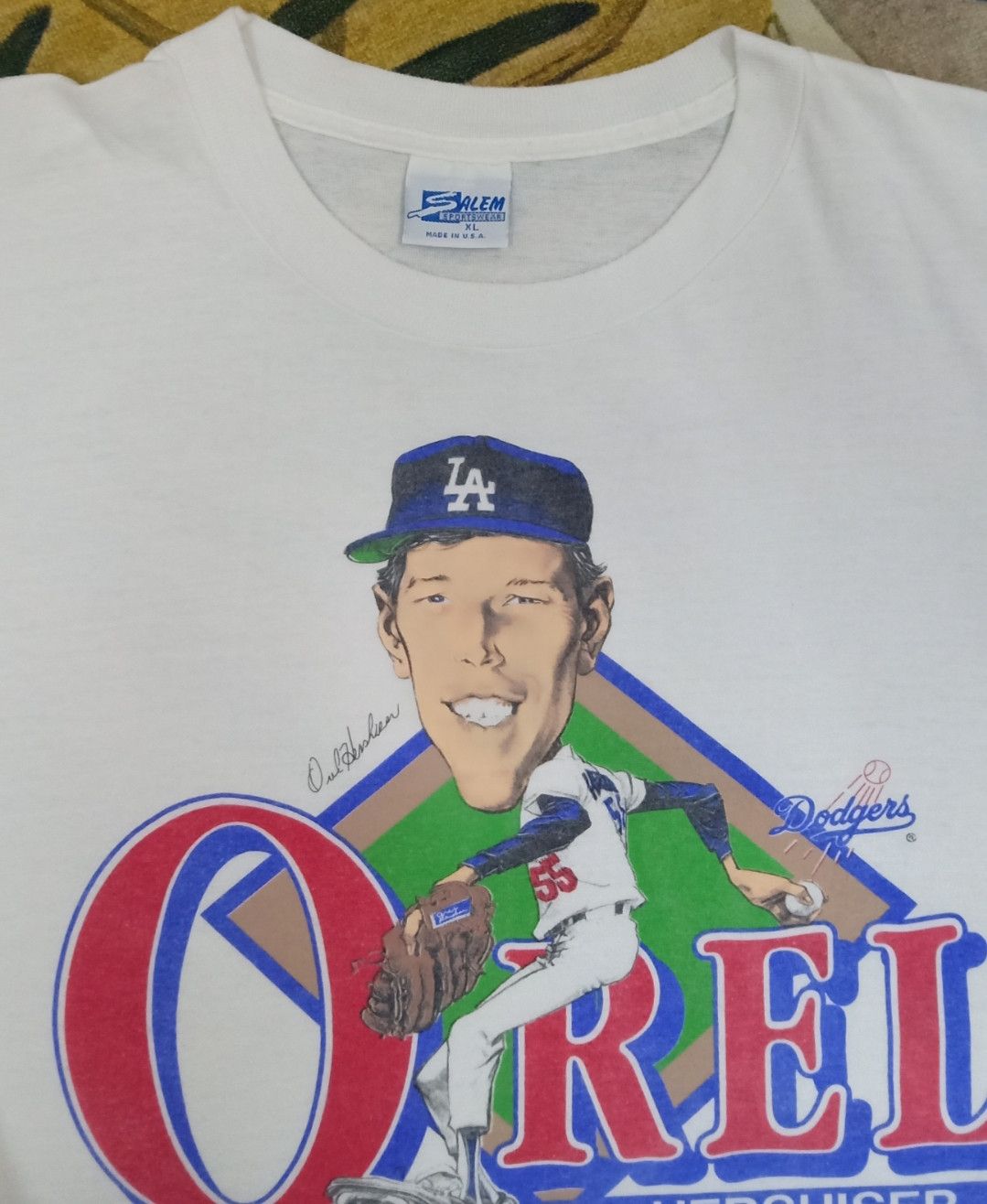 MLB Vintage 80s Orel Hershiser MLB LA Dodgers T-shirt Size US XL / EU 56 / 4 - 13 Thumbnail