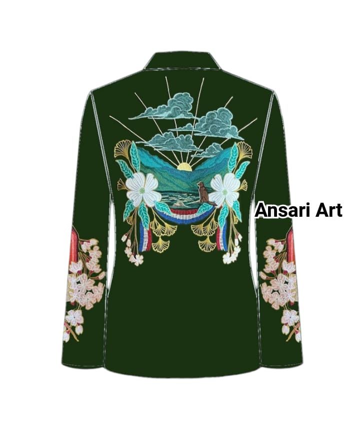 Other Men 2PC Customized Floral Embroidery cocktail prom outfit Size 44S - 2 Thumbnail