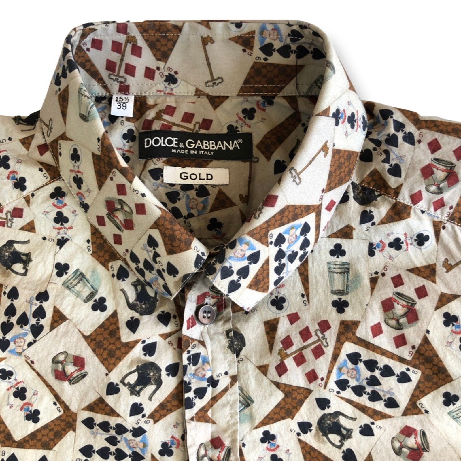 Dolce & Gabbana Dolce & Gabbana Playing Cards Logo Shirt Size US S / EU 44-46 / 1 - 1 Thumbnail