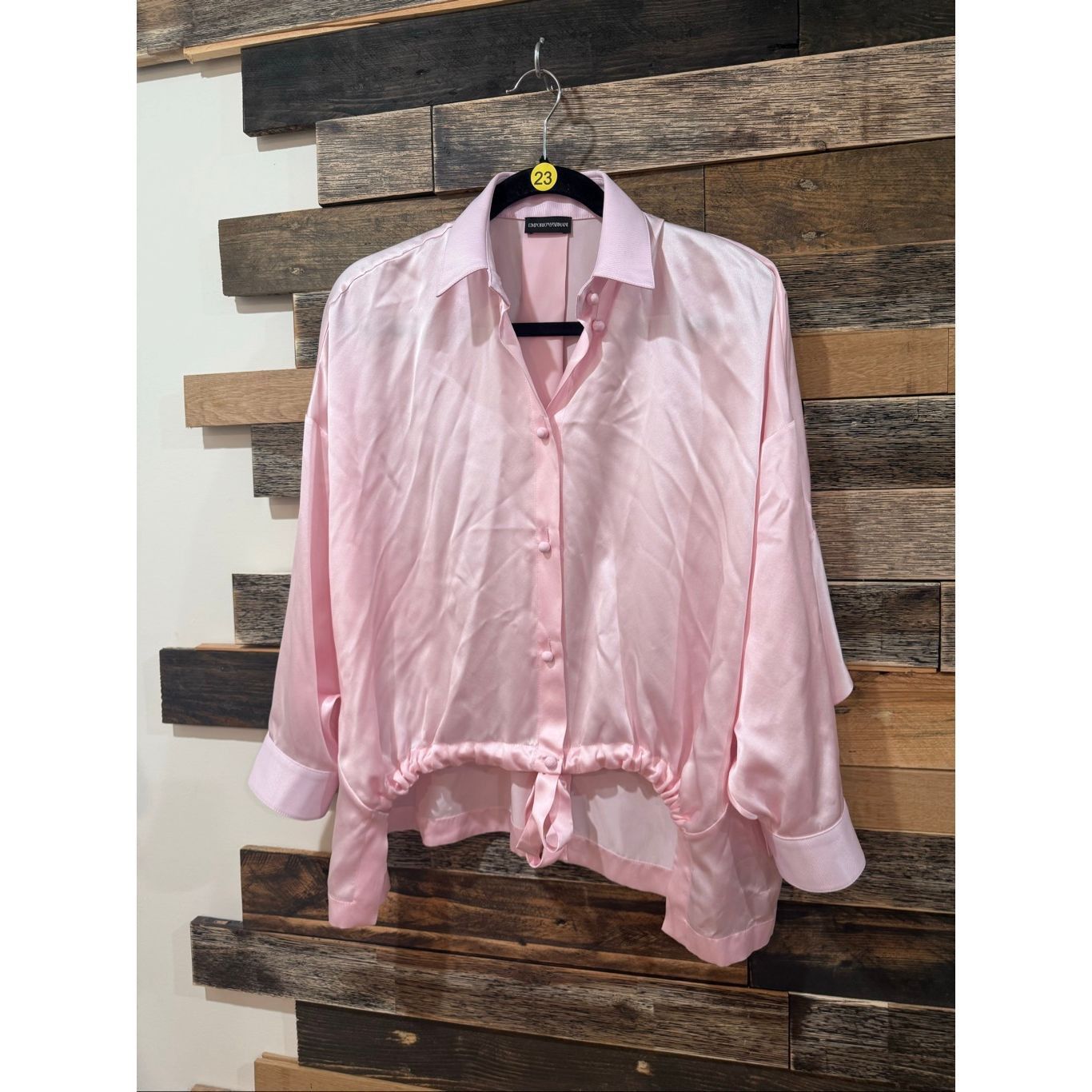 Emporio Armani EMPORIO ARMANI DRAWSTRING SILK SHIRT blouse size tag missing fit Medium Large Size M / US 6-8 / IT 42-44 - 2 Thumbnail