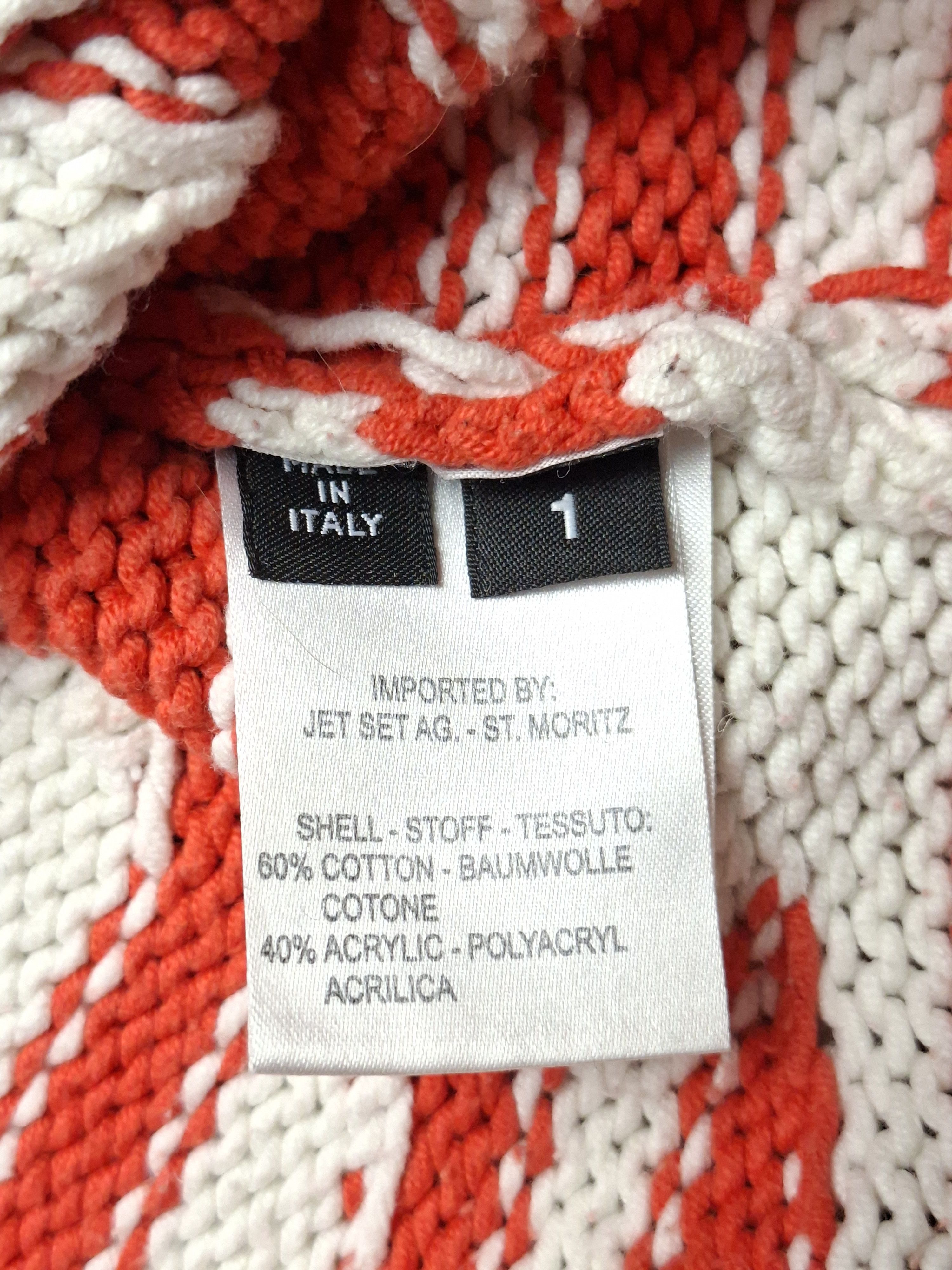 JET SET JET SET Chunky Knit Stripe Sweater Orange White Mock Neck Size S / US 4 / IT 40 - 6 Thumbnail