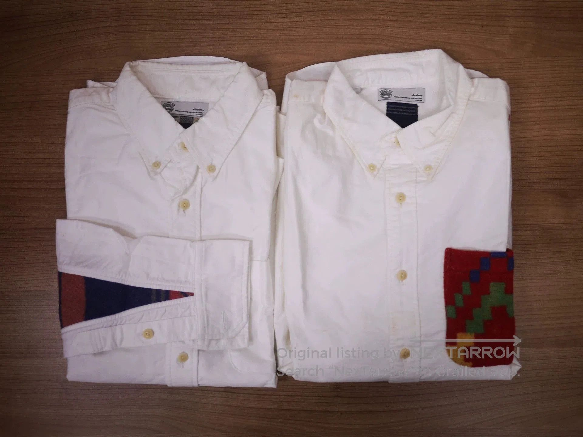 Visvim White Long Sleeve Shirt with Decorative Patches. Size US S / EU 44-46 / 1 - 1 Thumbnail