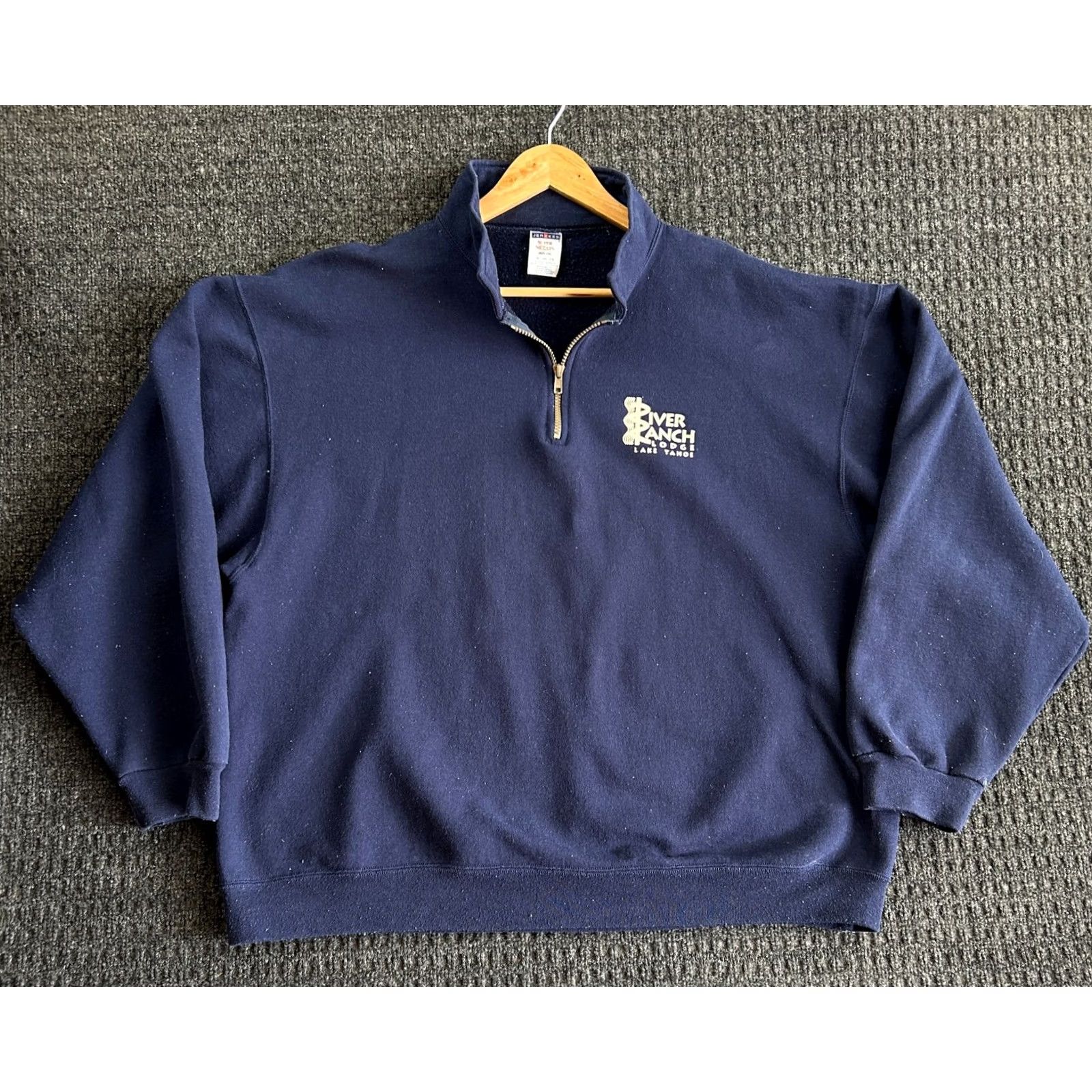 Jerzees VINTAGE River Ranch Lodge Lake Tahoe 1/4 Zip Pullover Sweatshirt Blue 2XL Jerzees Unisex Adults Sweatshirt Size US XXL / EU 58 / 5 - 2 Thumbnail