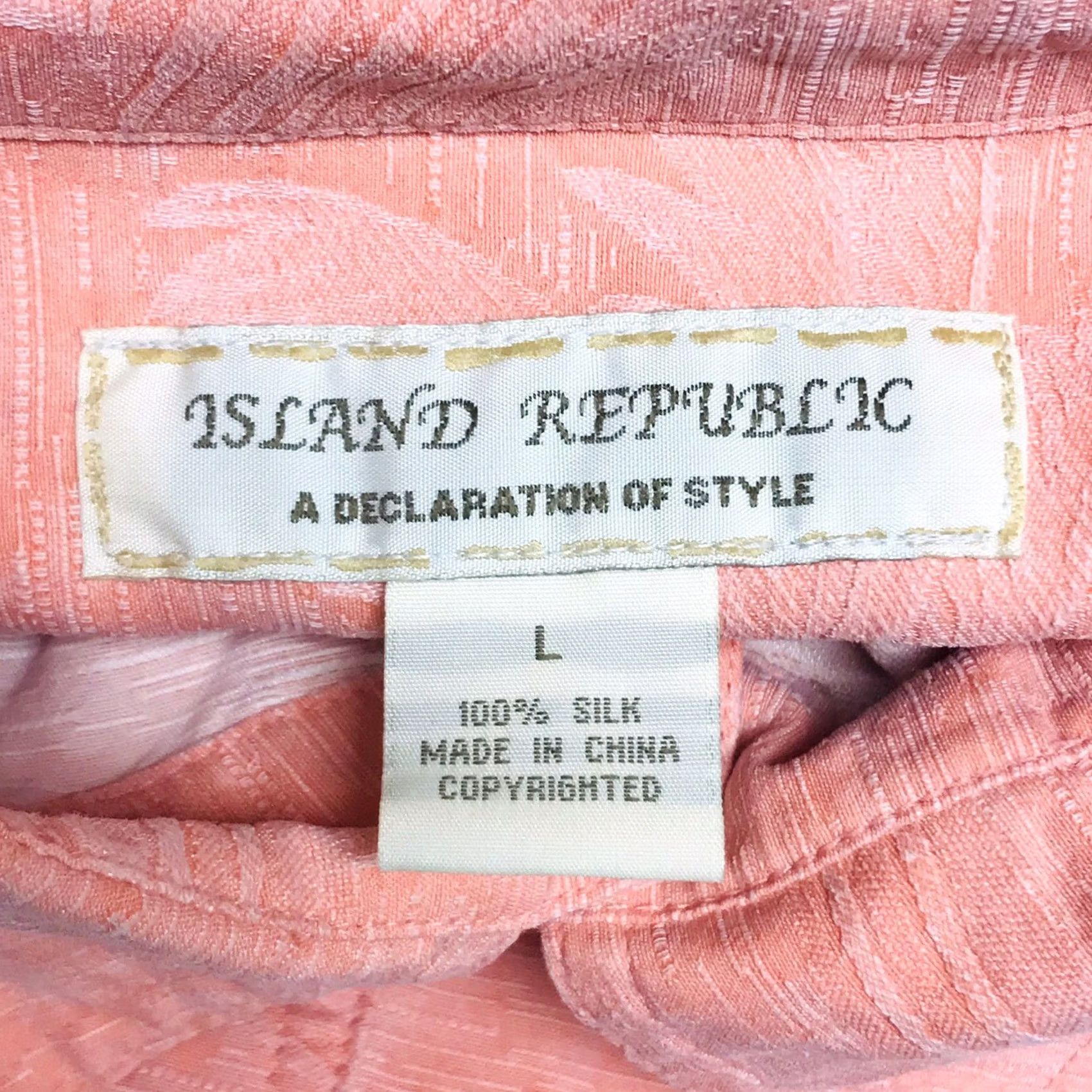 Vintage Island Republic Men Pink Palm Tree Silk Button-Up Short Sleeve Hawaiian Shirt L Size US L / EU 52-54 / 3 - 2 Thumbnail