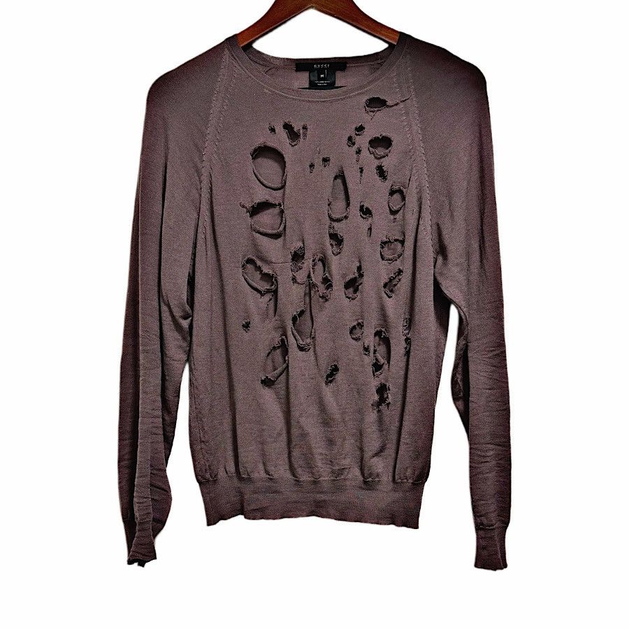 Gucci Authentic Gucci Tom Ford Rust Distressed Sweater Size US M / EU 48-50 / 2 - 1 Thumbnail