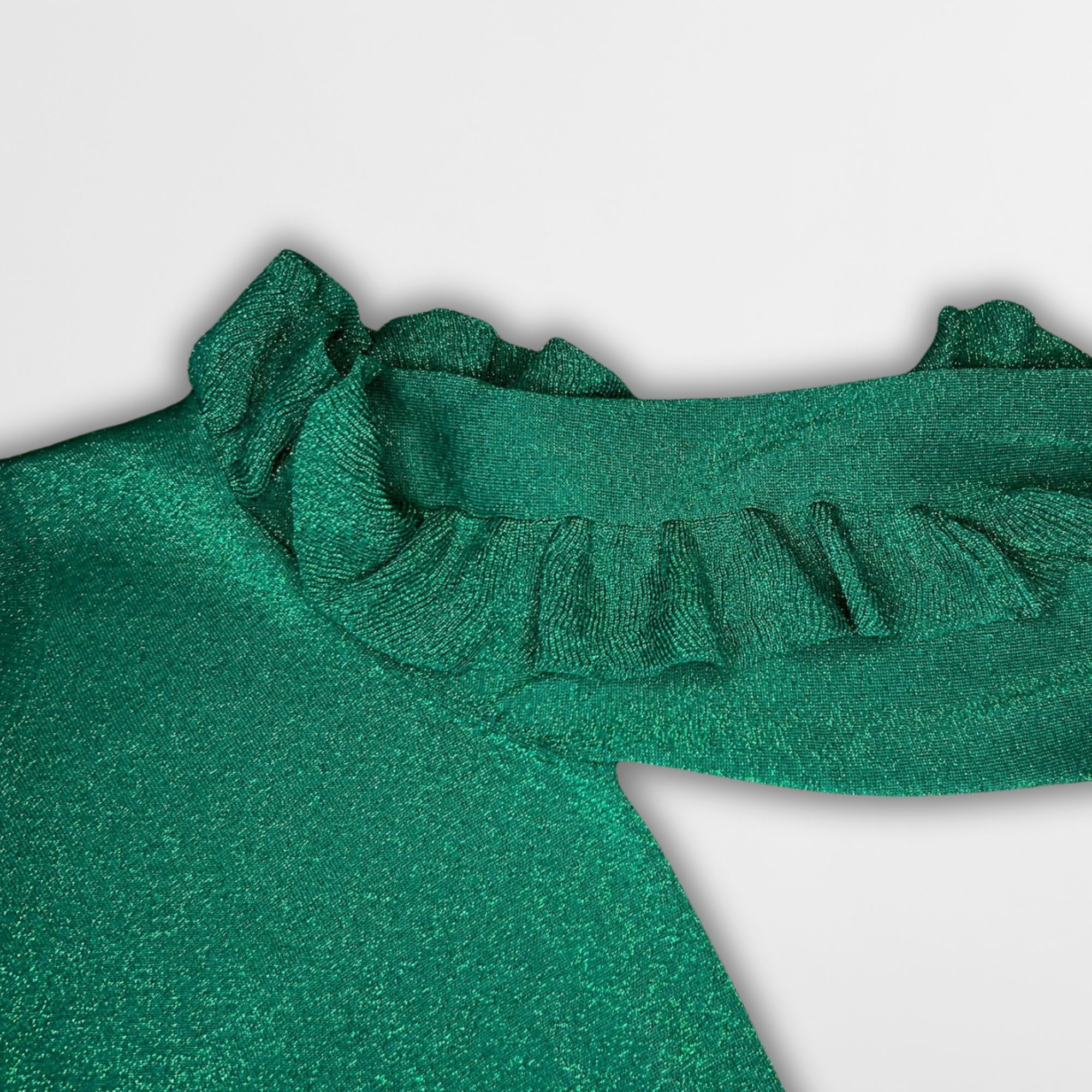 Zara Zara Green Sparkle Sweater With Ruffled Sleeves Medium Metal Size M / US 6-8 / IT 42-44 - 5 Thumbnail