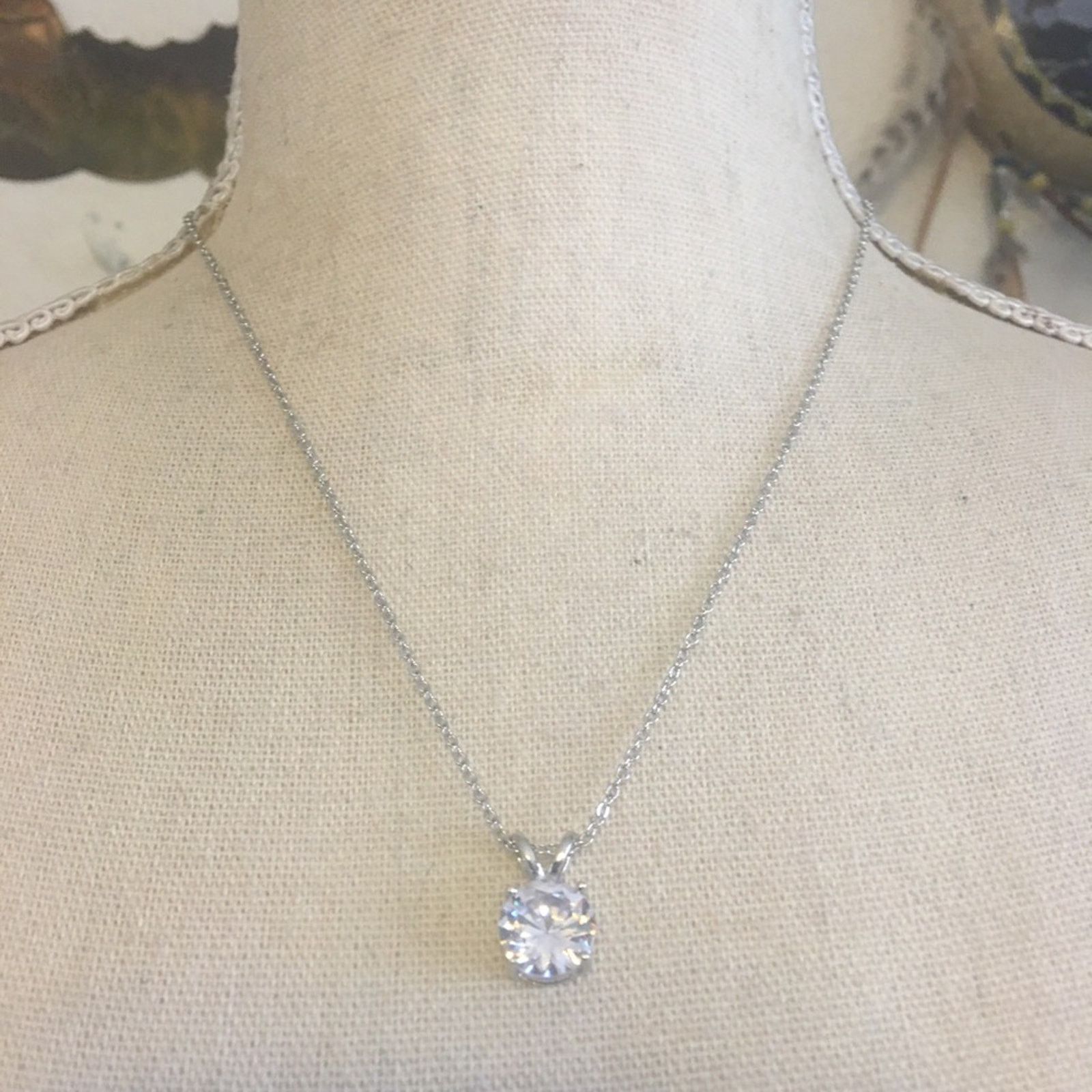 Vintage Vintage 80s round CZ silver plated chain necklace Size ONE SIZE - 1 Thumbnail