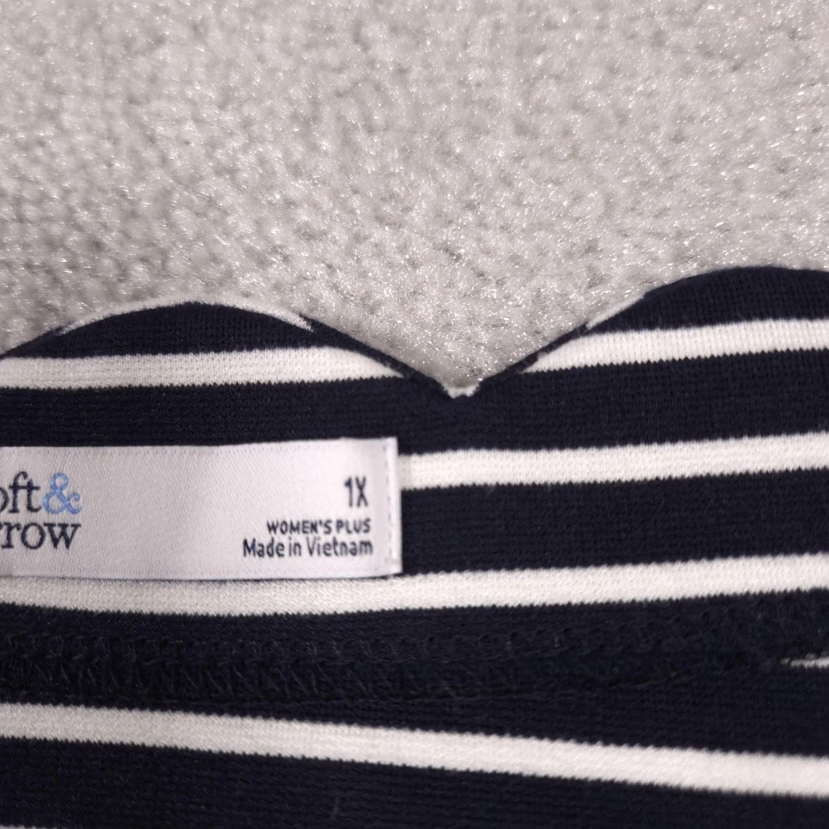 Croft & Barrow Croft & Barrow Dress T-Shirt Dress Womens 1X Navy White Stripe Scallop Neck Casual Size XL / US 12-14 / IT 48-50 - 6 Thumbnail