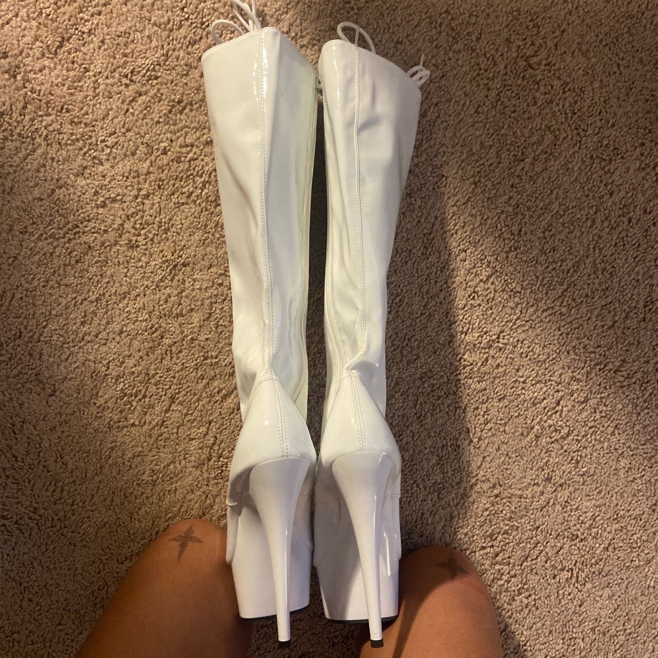 Pleasures White Faux Leather Stiletto Platform Pleasers Size US 8 / IT 38 - 4 Thumbnail