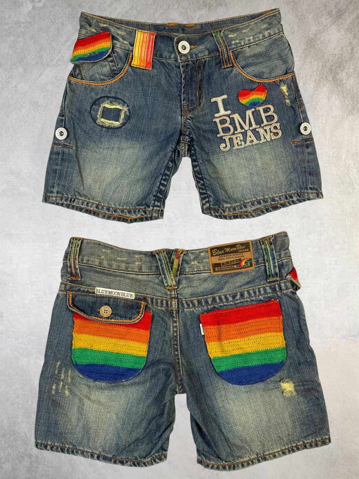 Angel Blue 2000s Scene Style Blue Moon Blue Denim Short Size 28" / US 6 / IT 42 - 1 Thumbnail