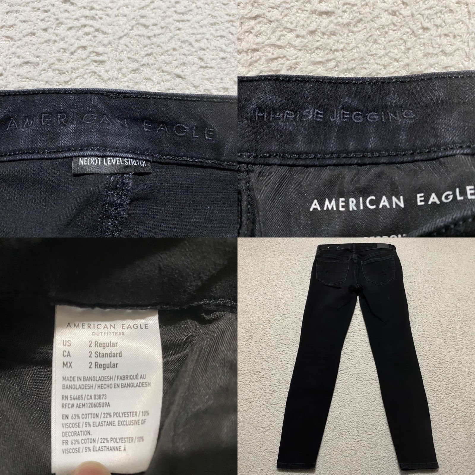 American Eagle Outfitters VINTAGE American Eagle Jeans Womens 2 Black Denim High Rise Jegging Dark Wash Regular Stretch 26 In Inseam 26 in Womens Jeans Size 26" / US 2 / IT 38 - 8 Thumbnail
