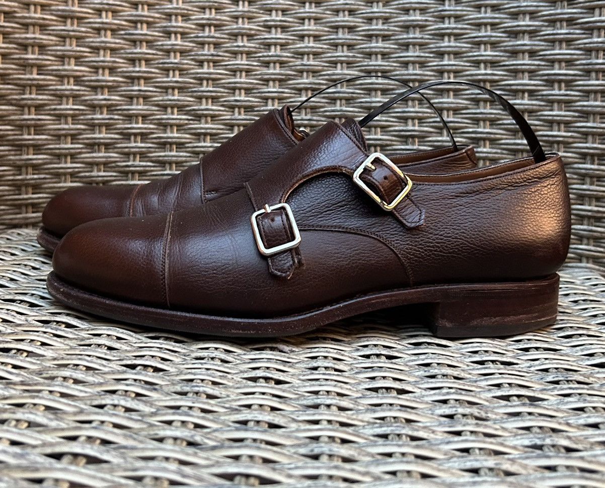 image of Carmina For Pelikamo Double Monk Strap Calf Leather Size 7 Shoes in Brown, Men's