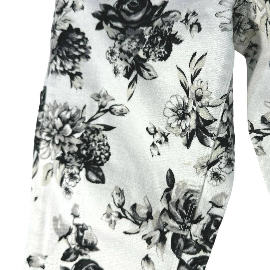 White House Black Market White & Black Floral Slim Ankle Denim White House Womens 6R Size 28" / US 6 / IT 42 - 2 Thumbnail