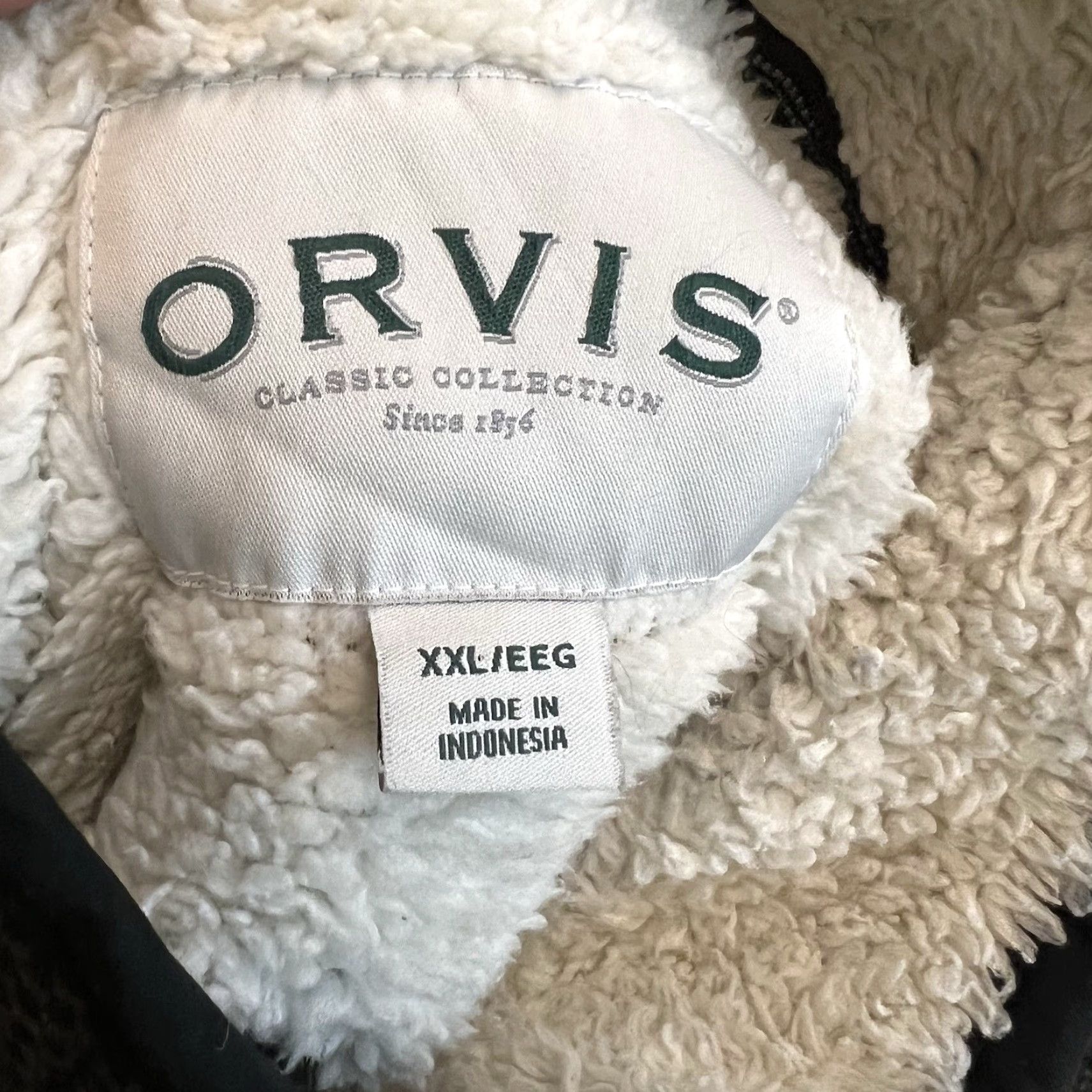 Orvis Orvis 1/4 Zip Pullover Sherpa Lined Sweatshirt Mens 2XL Brown Knit Polyester Logo Zipper Fisherman Running/Outdoor Theme Size US XXL / EU 58 / 5 - 6 Thumbnail