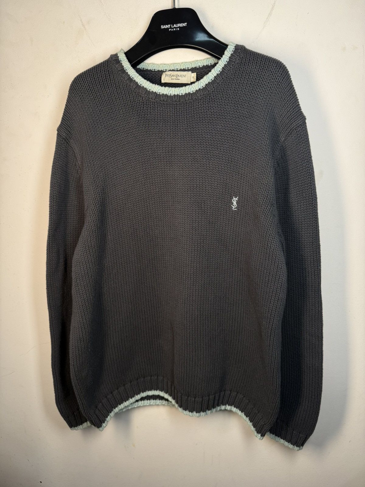 Yves Saint Laurent Heavy YSL Sweater Knit Grey Yves Saint Laurent Vintage Size US XL / EU 56 / 4 - 12 Thumbnail
