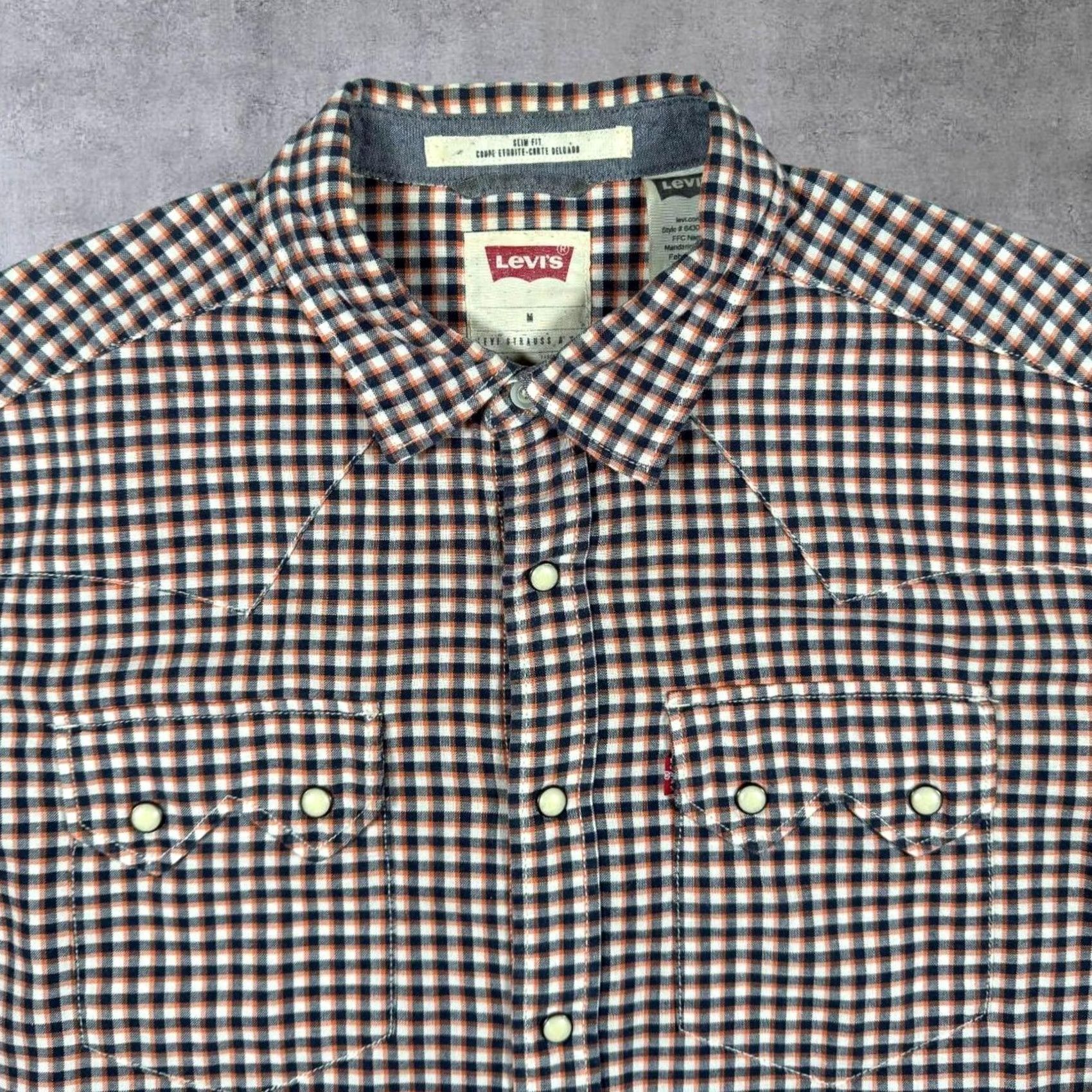 Levi's Levi's Shirt Slim Fit Western Navy Orange White Check Long Sleeve Medium Size US M / EU 48-50 / 2 - 4 Thumbnail