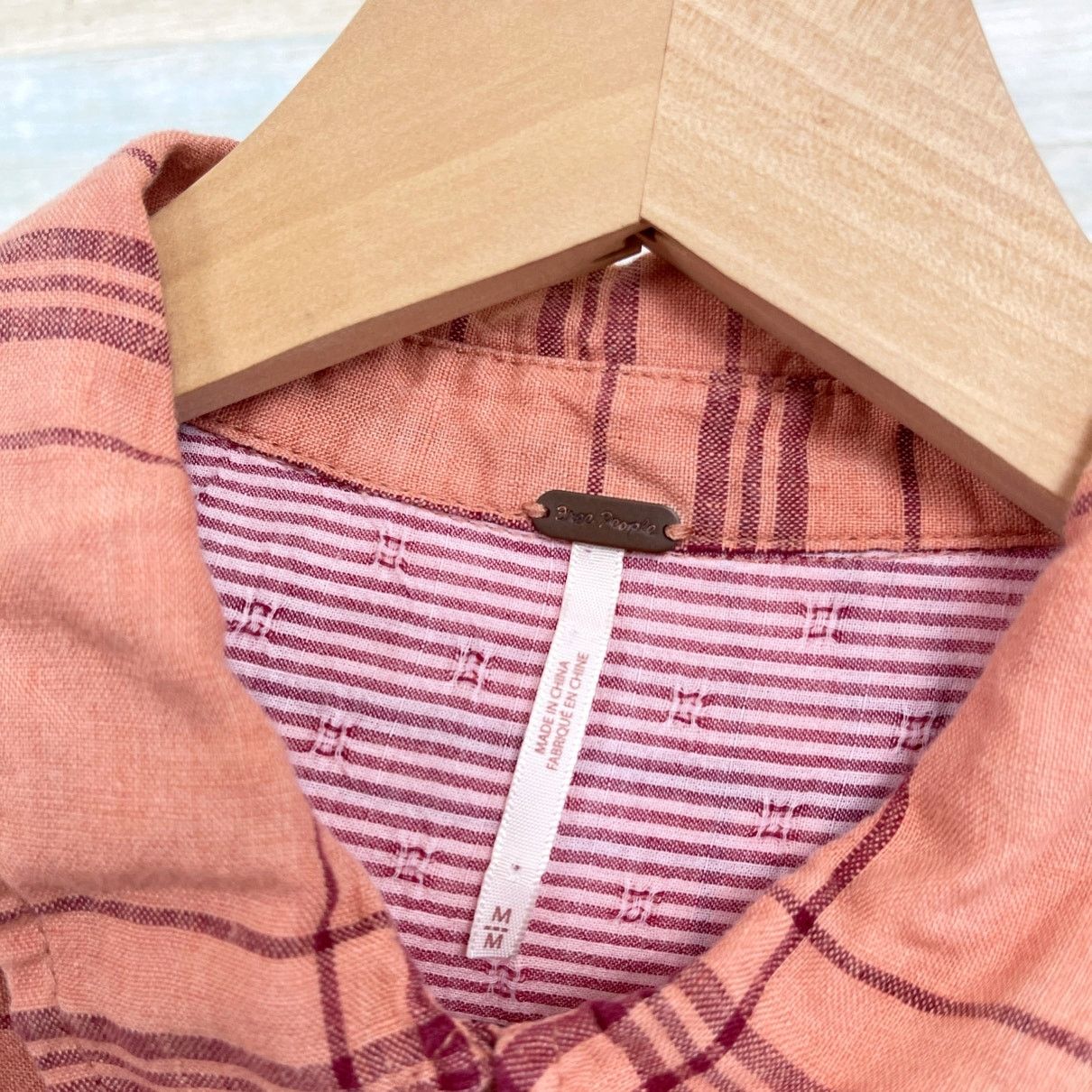 Free People Free People Linen No Limit Shirt Orange Plaid Longline M Size M / US 6-8 / IT 42-44 - 8 Thumbnail