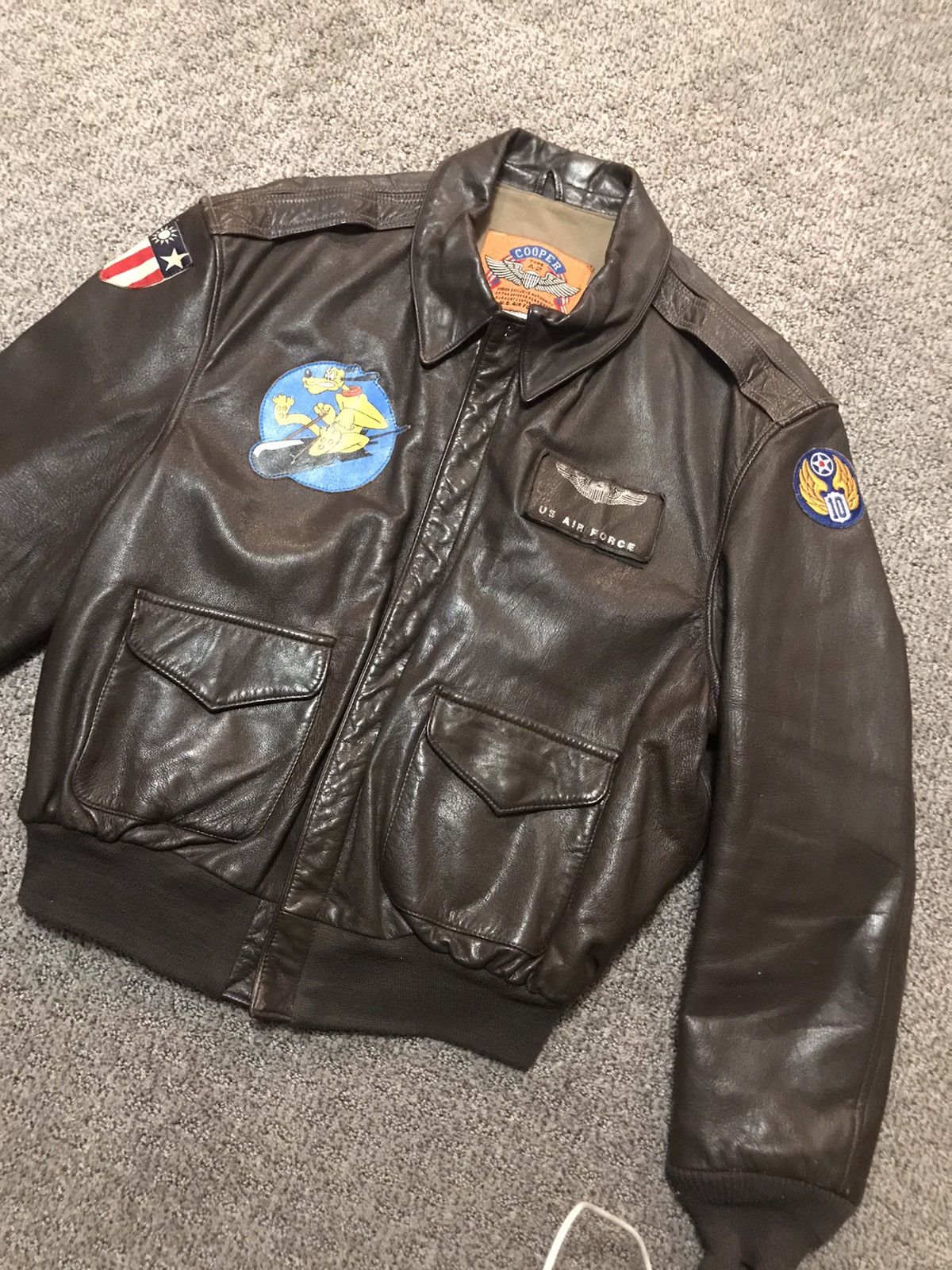 image of Reese Cooper A-2 Leather Flight Jacket Ww2 10Aaf Flying Tigers in Brown, Men's (Size Medium)