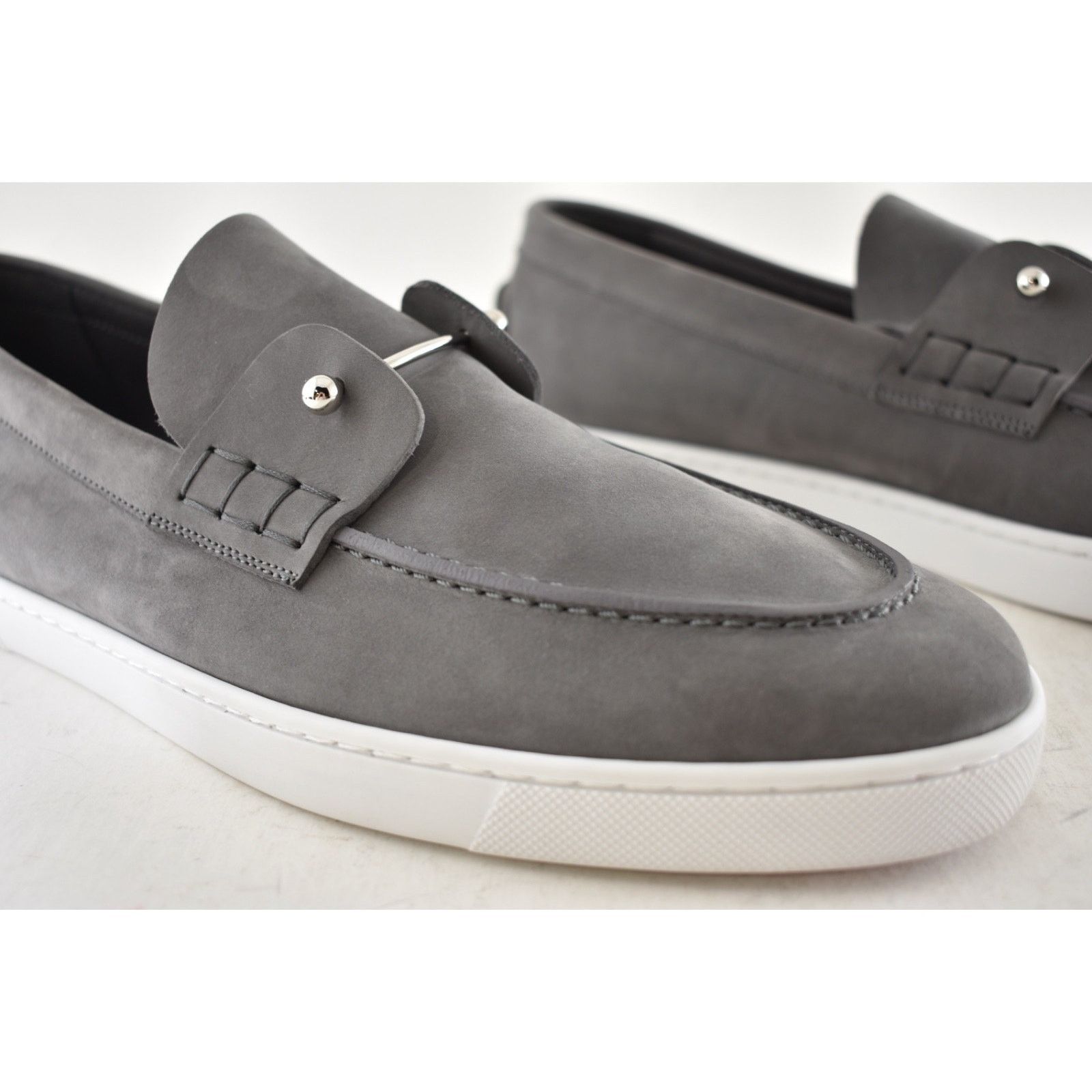 Christian Louboutin Christian Louboutin Mens Chambeliboat Flat Smoky Grey Loafer Size US 12 / EU 45 - 6 Thumbnail