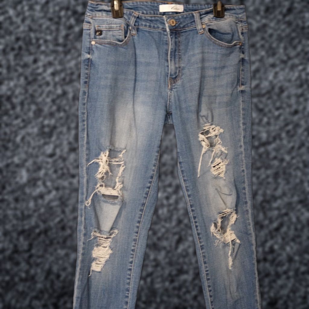 Vintage VINTAGE KanCan Jeans Distressed Raw Hem Medium Wash Mid-Rise Juniors 13/30 #A17-2 Size 34" / US 12 / IT 48 - 1 Thumbnail