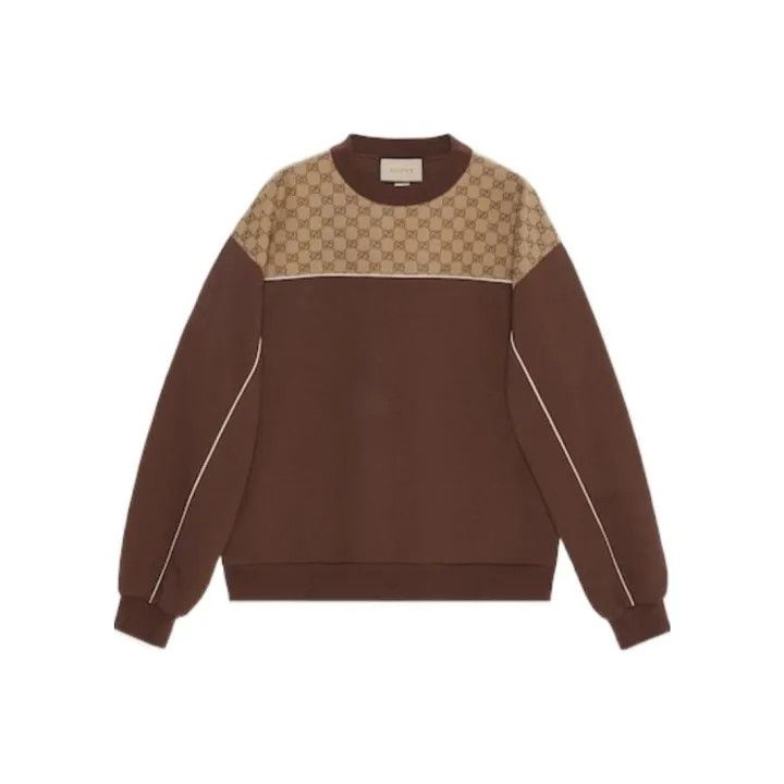 Gucci Gucci Logo Print Brown Long Sleeve Sweatshirt Size US S / EU 44-46 / 1 - 1 Thumbnail