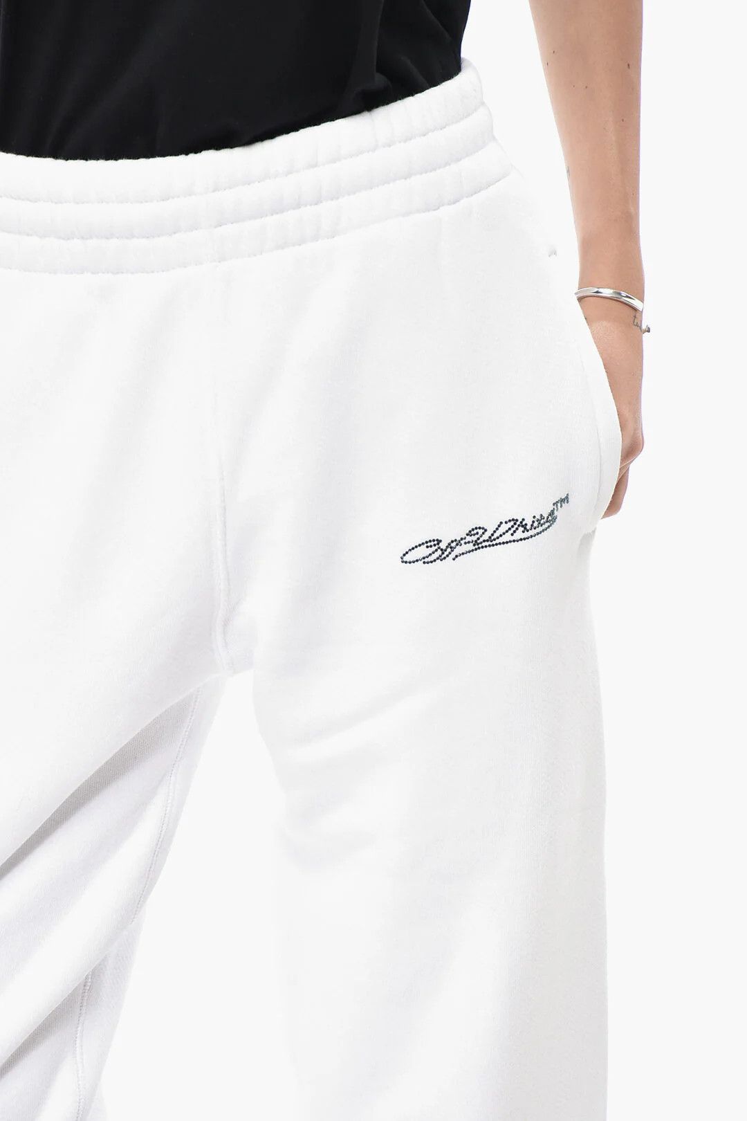 Off-White og1mm0426 Brushed Cotton Joggers in White Size 27" / US 4 / IT 40 - 3 Thumbnail