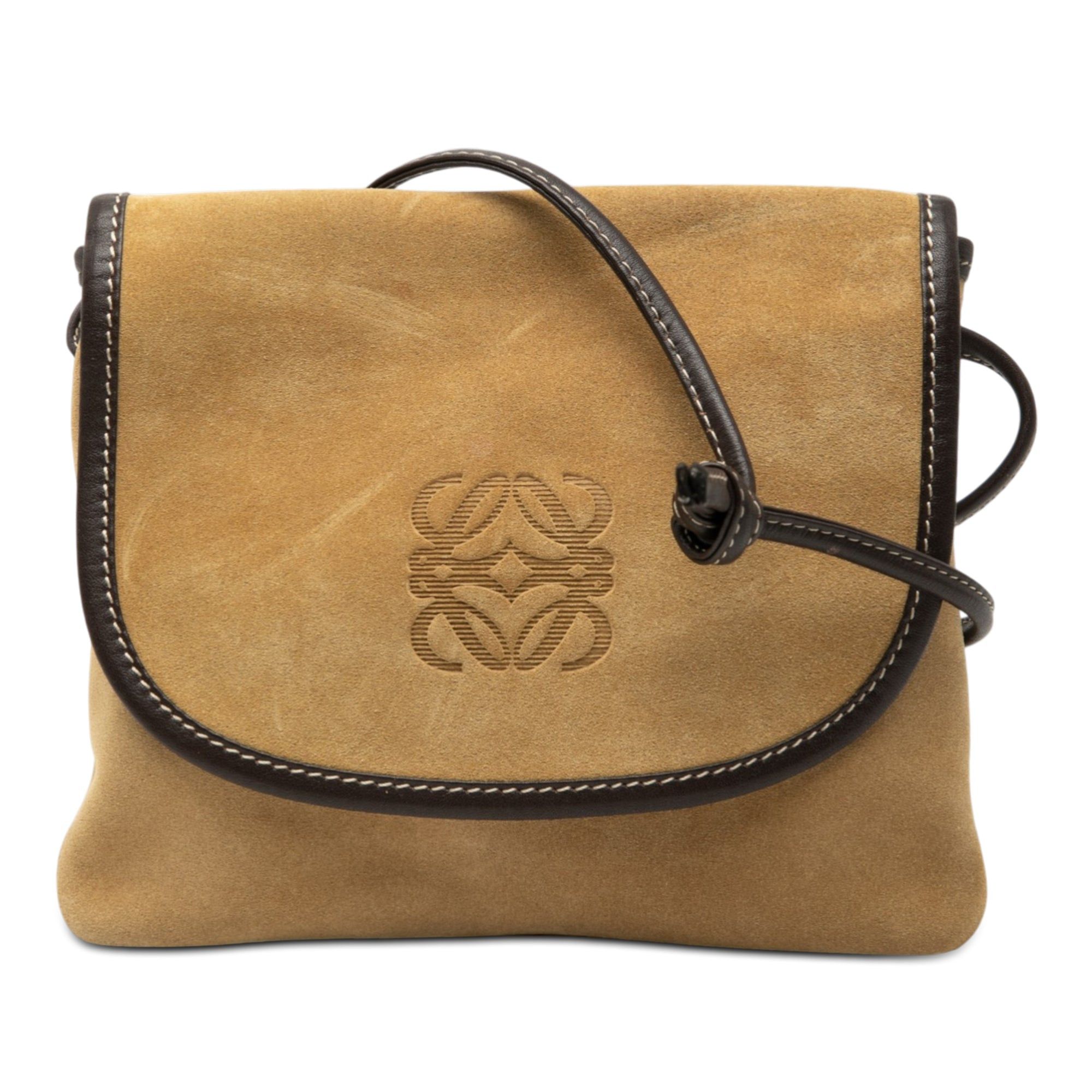 Loewe Suede Anagram Crossbody in Brown, Women's