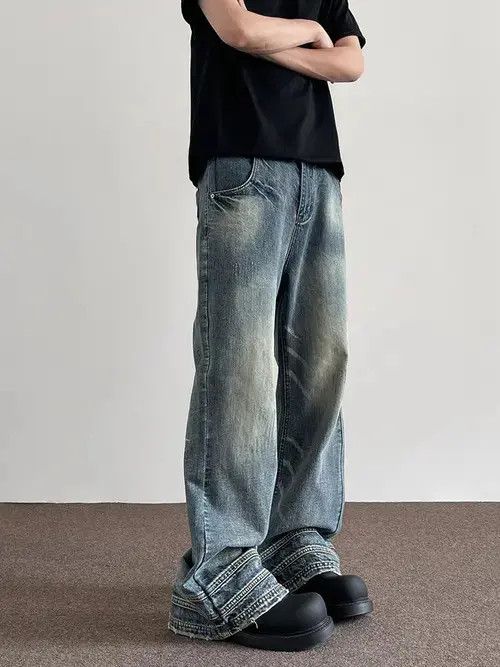 Jean Hitomi x Egawa Blue Stacked Denim Jeans, Flared Baggy Jeans Size US 30 / EU 46 - 2 Thumbnail