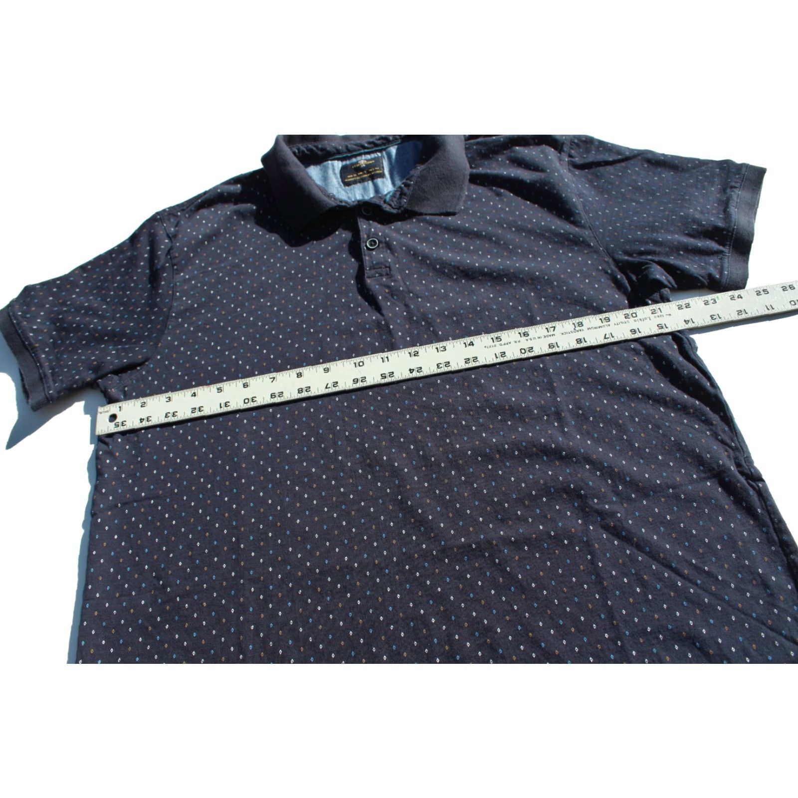 Vintage Craft + Flow Polo Shirt XL Short Sleeve Collared Navy Blue Diamond All Over Mens Size US XL / EU 56 / 4 - 4 Thumbnail