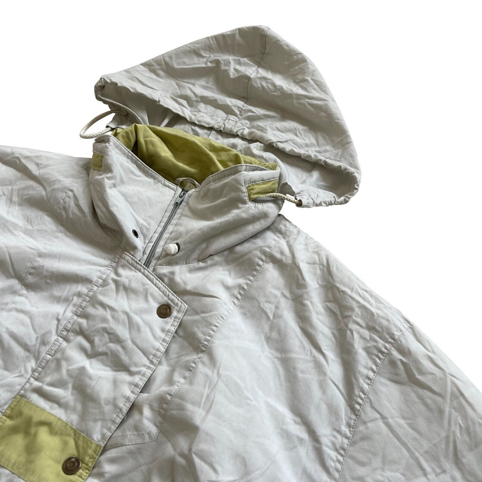 image of Vintage Shamp (Germany) Escape Patch Sunflower Print Parka Ivory, Women's (Size XL)