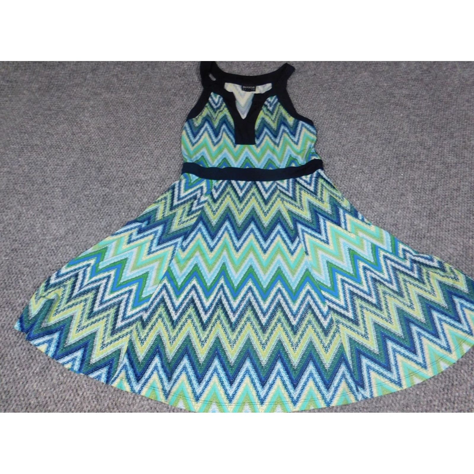 Vintage En Focus Studio Womens Dress A-Line Knee Length Green 5 Sleeveless Round Neck Polyester Rayon Stretch Raglan Sleeve Casual Business Size S / US 4 / IT 40 - 2 Thumbnail