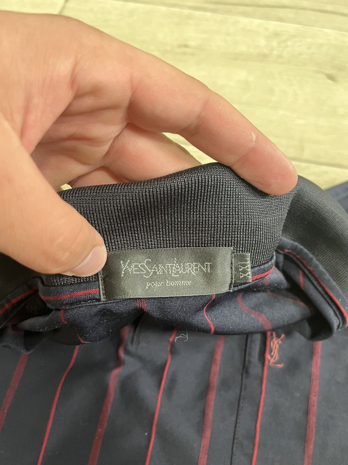 Vintage Yves Saint Laurent YSL Vintage Silk Polo T-Shirt Striped Size US XL / EU 56 / 4 - 5 Thumbnail