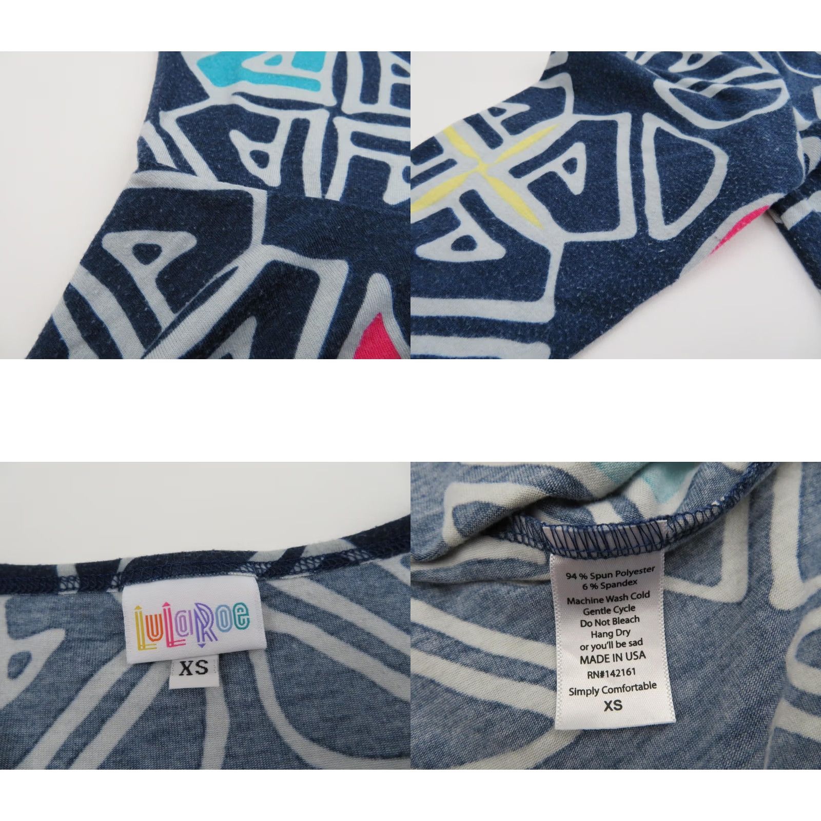Vintage VINTAGE LuLaRoe Nicole Dress XS Tribal Aztec Blue Gray Fit & Flare Dress Sleeve 3/4, Knee Length, Stretch, A-Line Womens Size XS / US 0-2 / IT 36-38 - 8 Thumbnail
