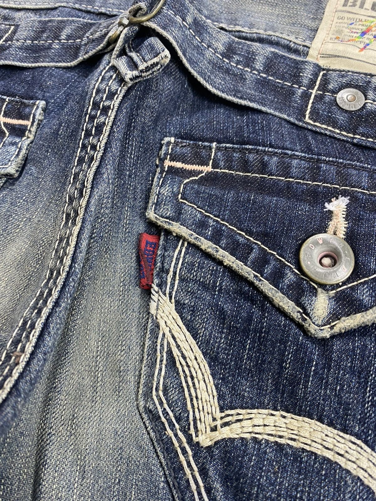 If Six Was Nine Vintage Edwin 503 Whiskered Punk Grunge Lgb Flared Jeans Size US 29 - 13 Thumbnail