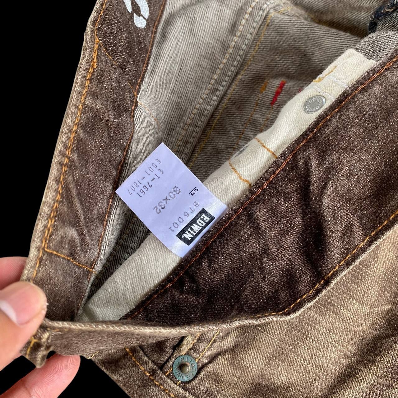 Edwin FLARE EWDIN 503 HERINGBONE GHOSTCLAW DARK BROWN Size US 30 / EU 46 - 6 Thumbnail