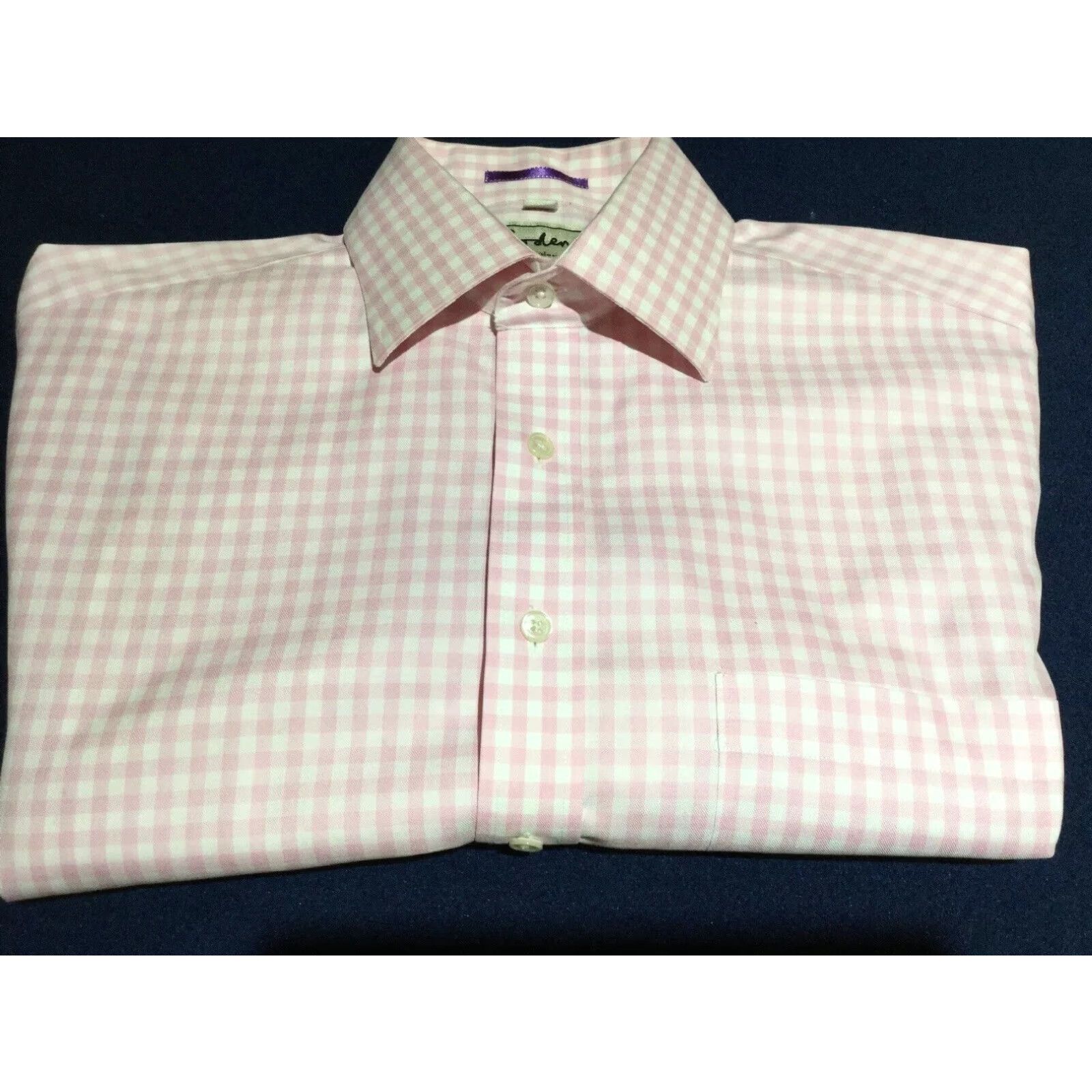Pinko Mens Pink White Plaid Dress Shirt 16 Long Sleeve Multicolor Regular L Size 42R - 1 Thumbnail