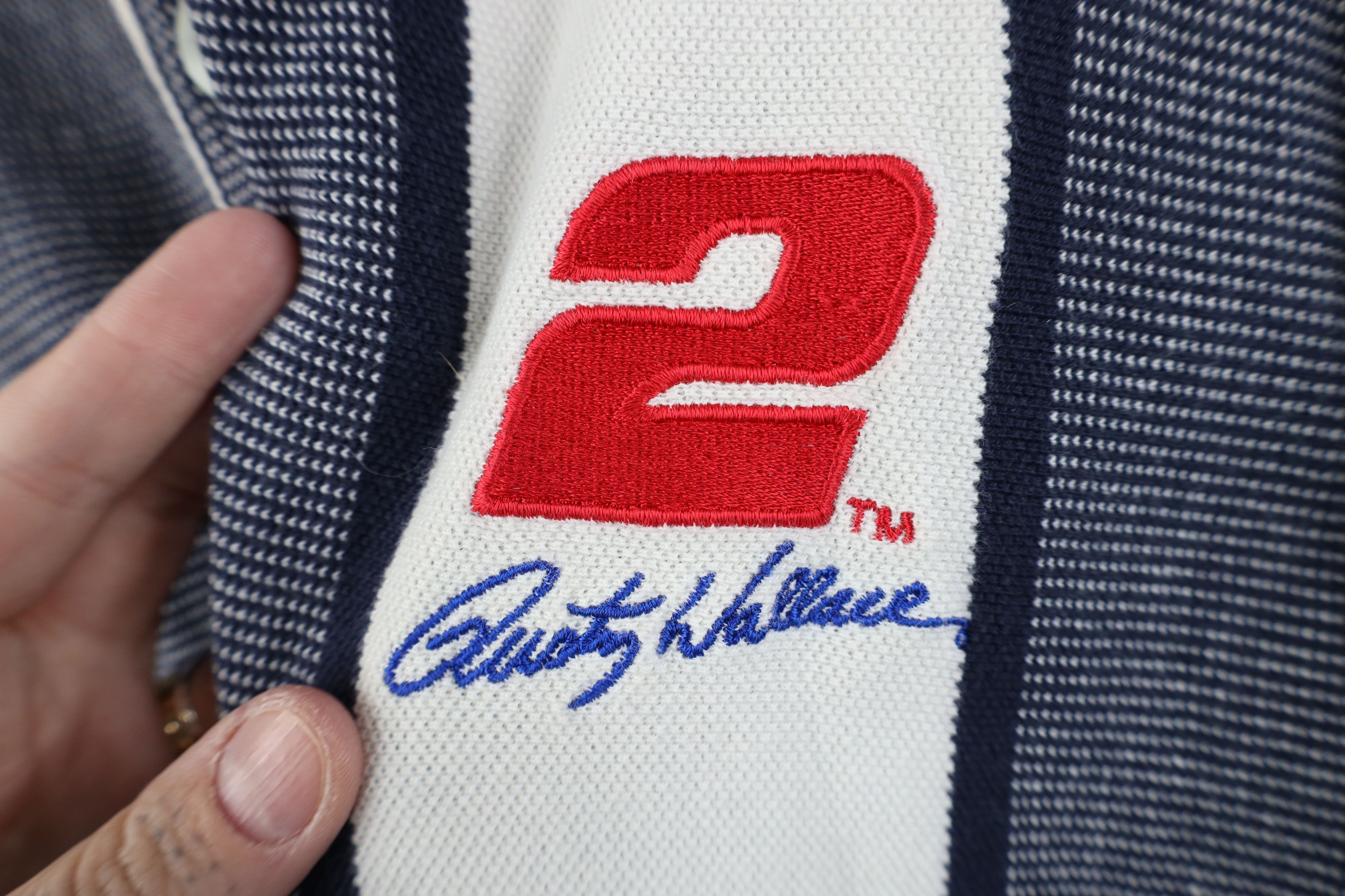 Vintage Vintage 90s NASCAR Wallace Racing Thermal Knit Polo Shirt Size US XL / EU 56 / 4 - 4 Thumbnail