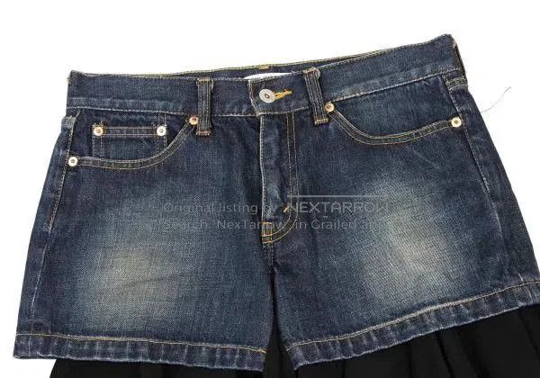 Junya Watanabe black vintage denim skirt with ruffles. Size 26" / US 2 / IT 38 - 4 Thumbnail