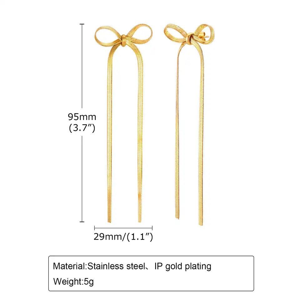 Other Bowknot Dangle Drop Tassel Earrings Size ONE SIZE - 2 Thumbnail