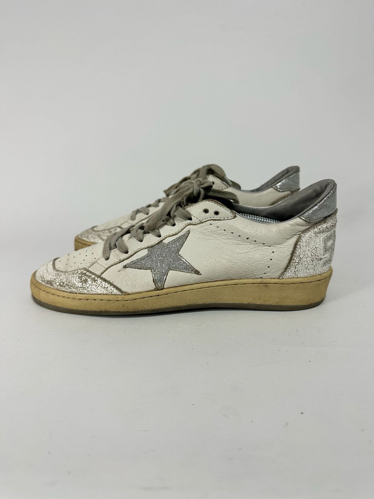Golden Goose Golden Goose Ballstar glittered leather sneakers EU39 Size US 9 / IT 39 - 3 Thumbnail
