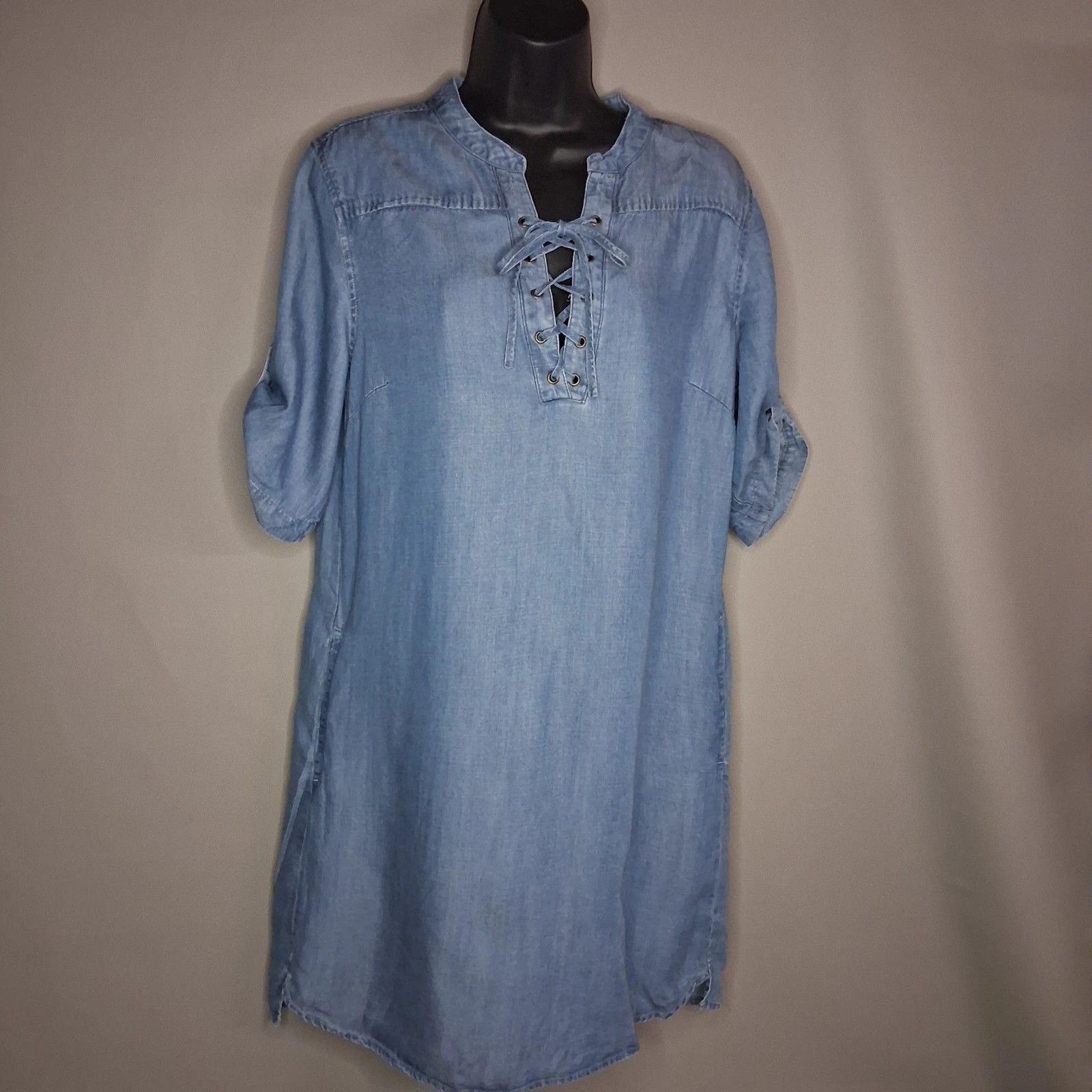 Other Philosophy Republic Blue Chambray Lace Up Shift Pockets Size M / US 6-8 / IT 42-44 - 2 Thumbnail