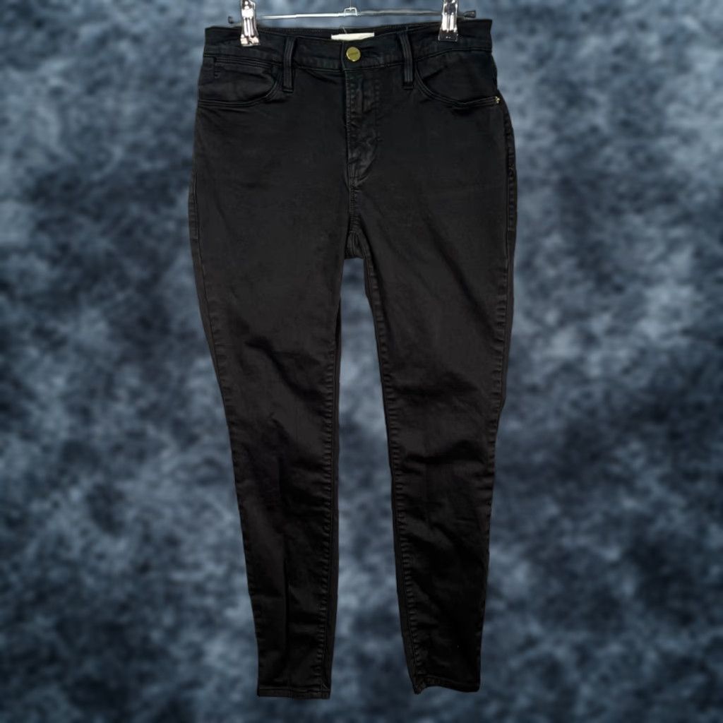 Frame VINTAGE FRAME Womens Size 26 Ali High Rise Cigarette Noir Coated Black Skinny Jeans Size 26" / US 2 / IT 38 - 1 Thumbnail