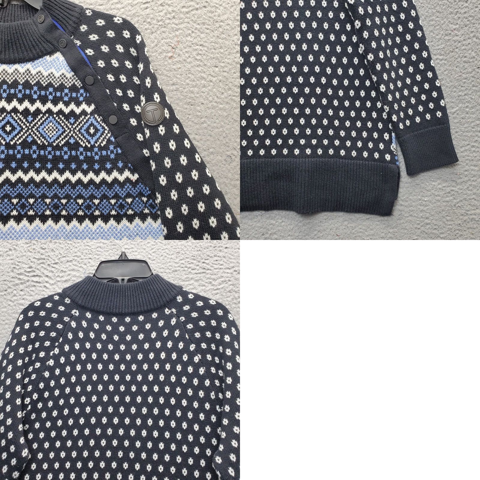 Talbots T by Talbots Sweater Geometric Multicolor Chunky Knit Thermolite Button Womens PM Size M / US 6-8 / IT 42-44 - 8 Thumbnail